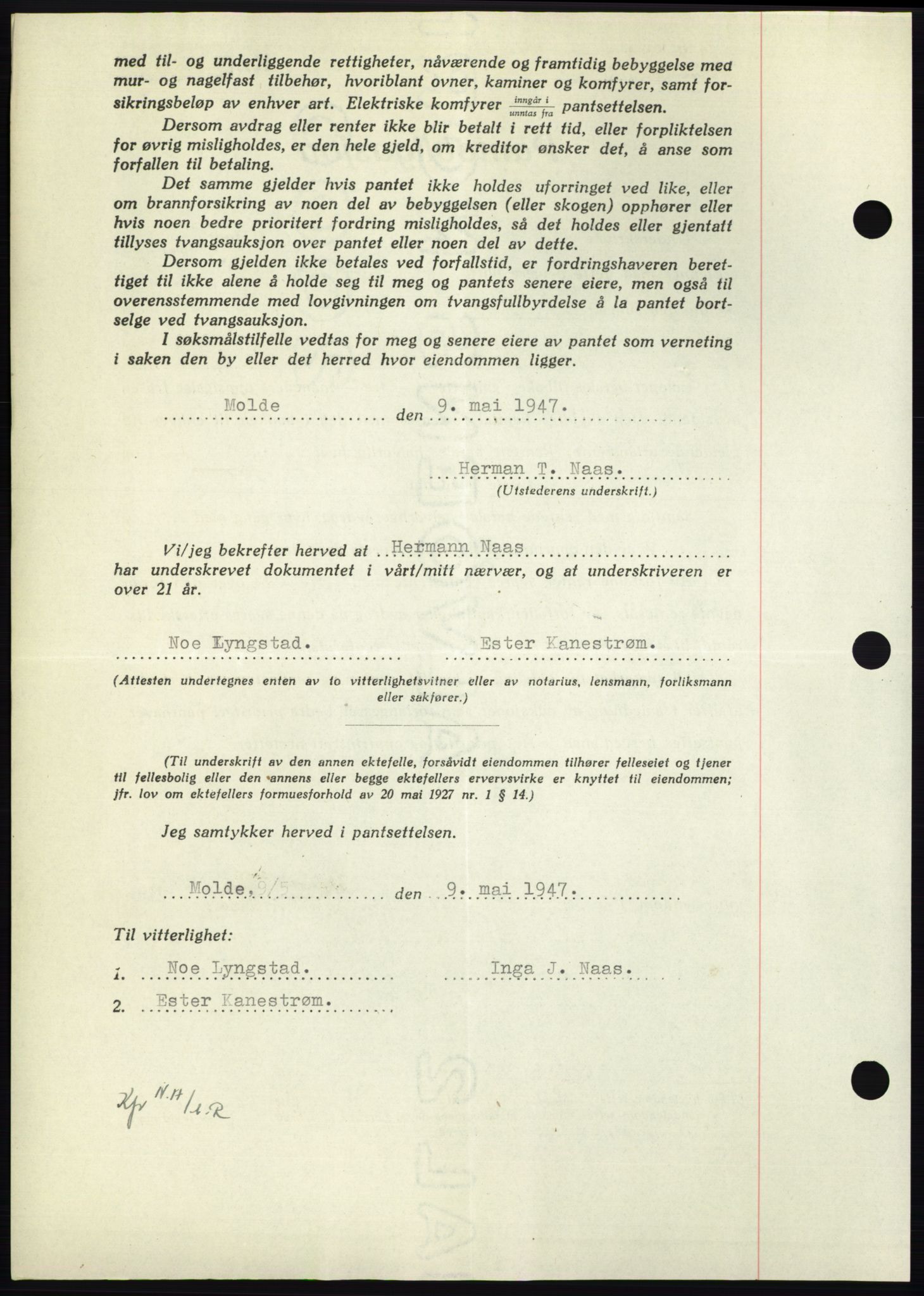 Nordmøre sorenskriveri, AV/SAT-A-4132/1/2/2Ca: Mortgage book no. B96, 1947-1947, Diary no: : 1057/1947