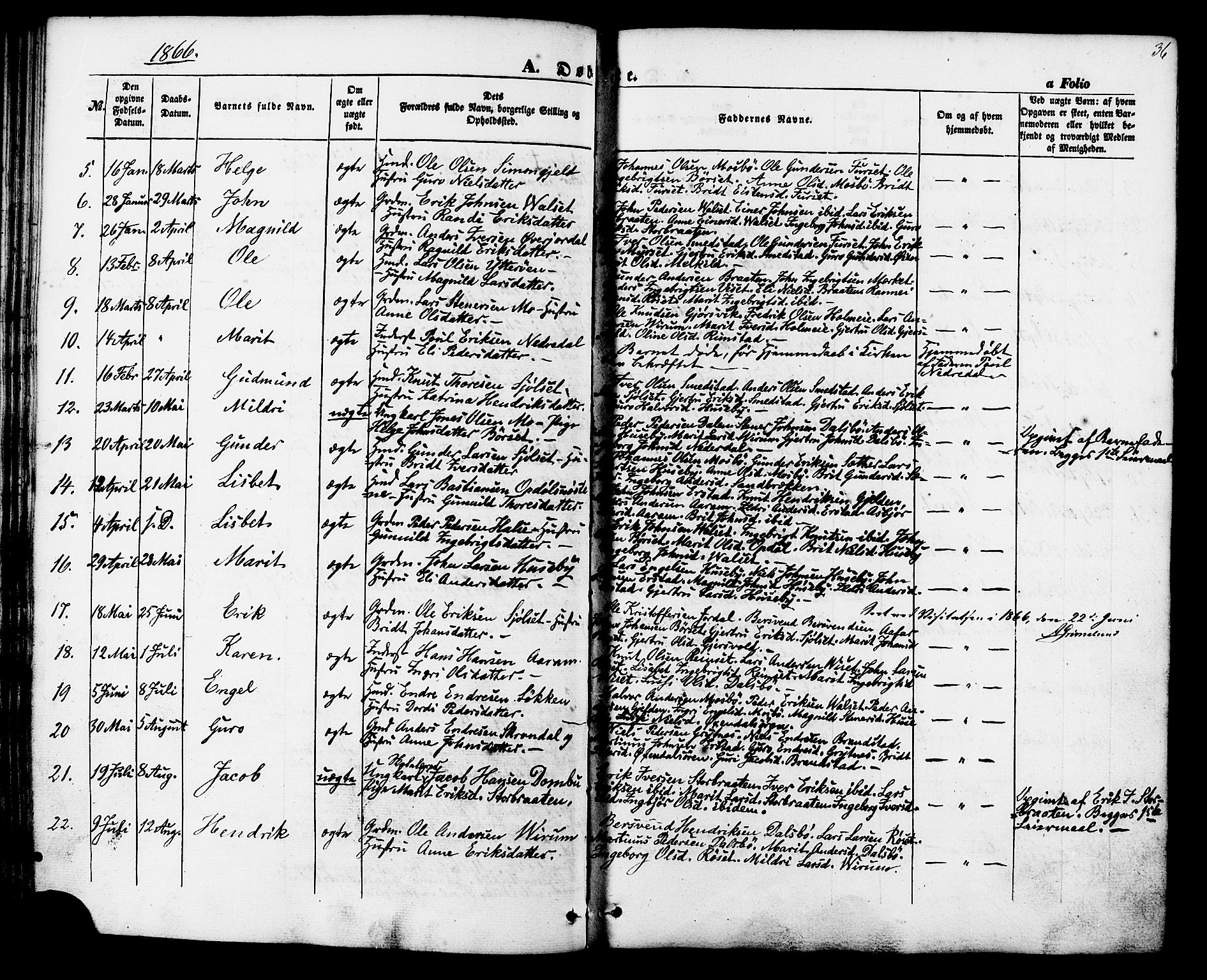 Ministerialprotokoller, klokkerbøker og fødselsregistre - Møre og Romsdal, AV/SAT-A-1454/588/L1004: Parish register (official) no. 588A01, 1854-1870, p. 36