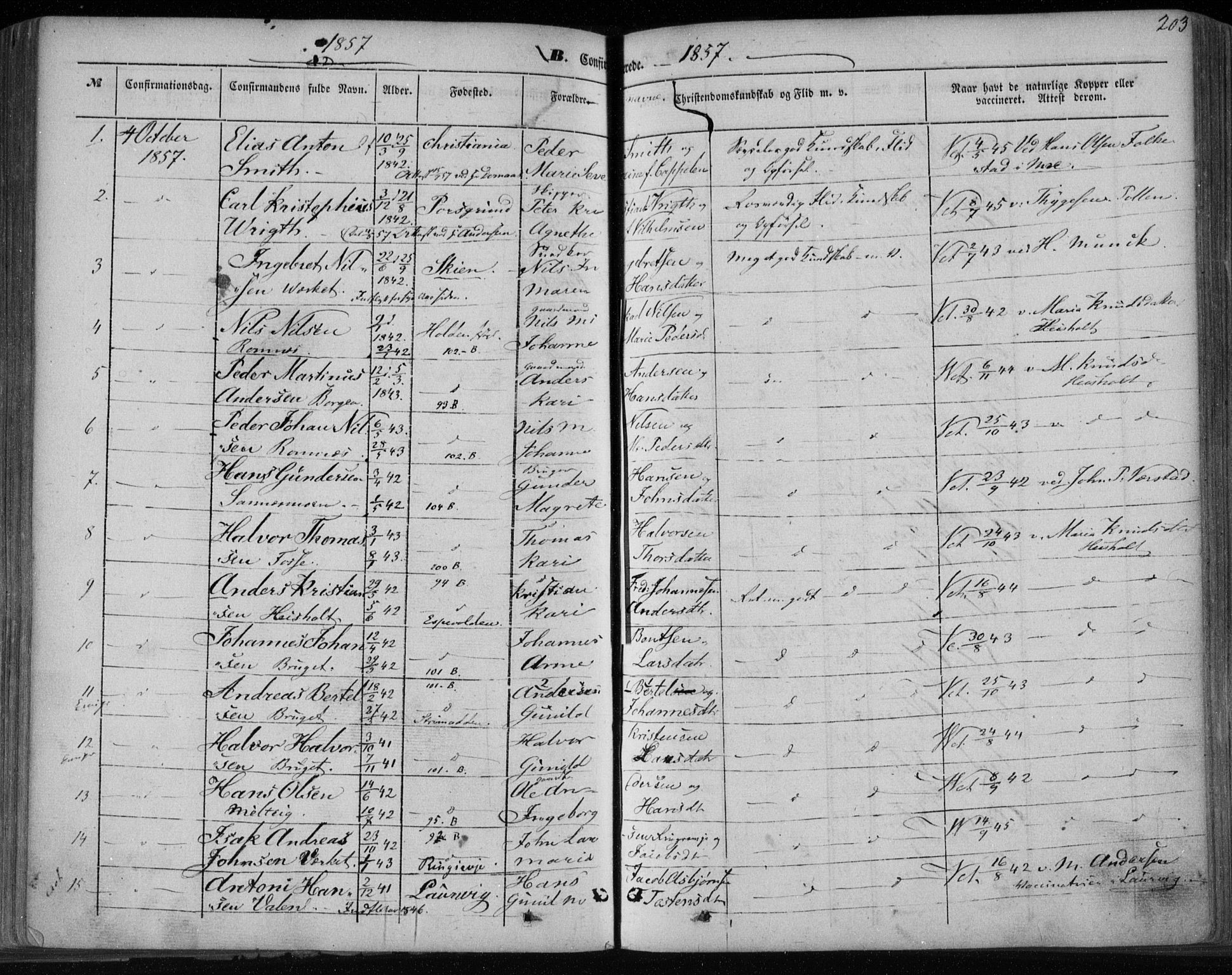 Holla kirkebøker, AV/SAKO-A-272/F/Fa/L0005: Parish register (official) no. 5, 1849-1860, p. 203