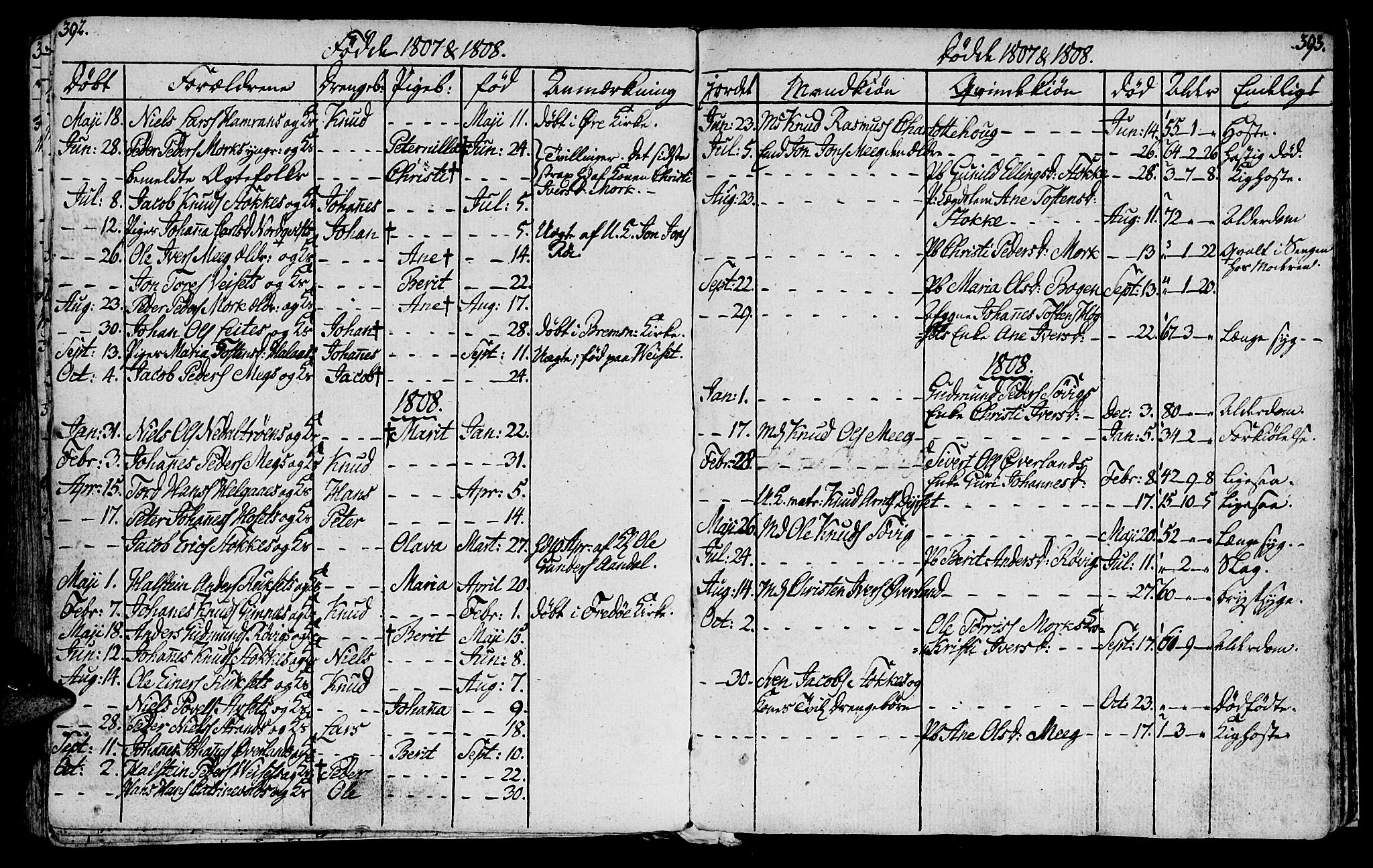 Ministerialprotokoller, klokkerbøker og fødselsregistre - Møre og Romsdal, SAT/A-1454/568/L0799: Parish register (official) no. 568A08, 1780-1819, p. 392-393