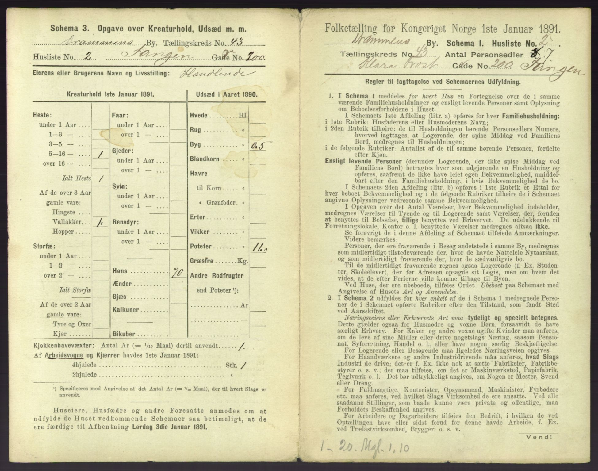 RA, 1891 census for 0602 Drammen, 1891, p. 3807