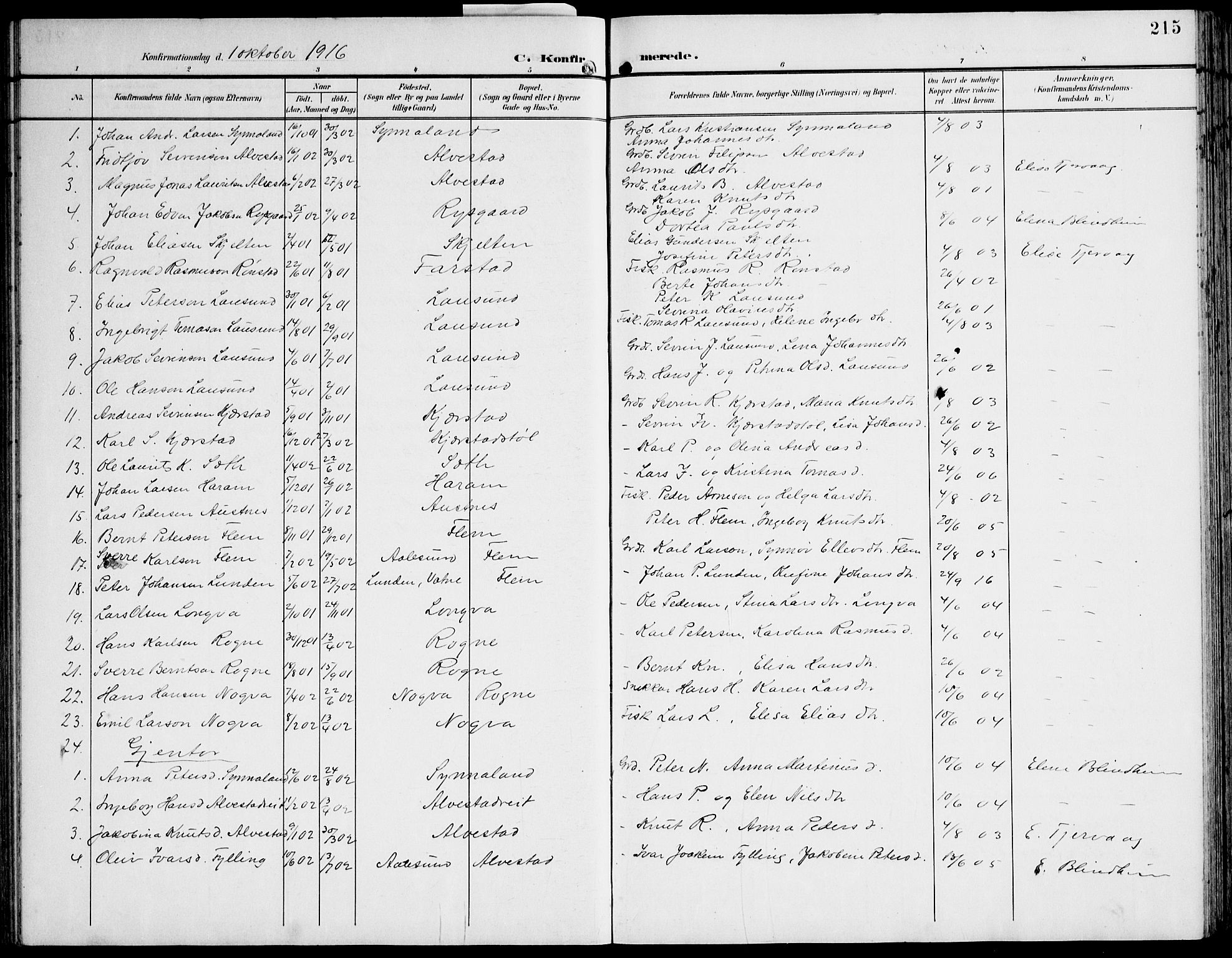 Ministerialprotokoller, klokkerbøker og fødselsregistre - Møre og Romsdal, AV/SAT-A-1454/536/L0511: Parish register (copy) no. 536C06, 1899-1944, p. 215