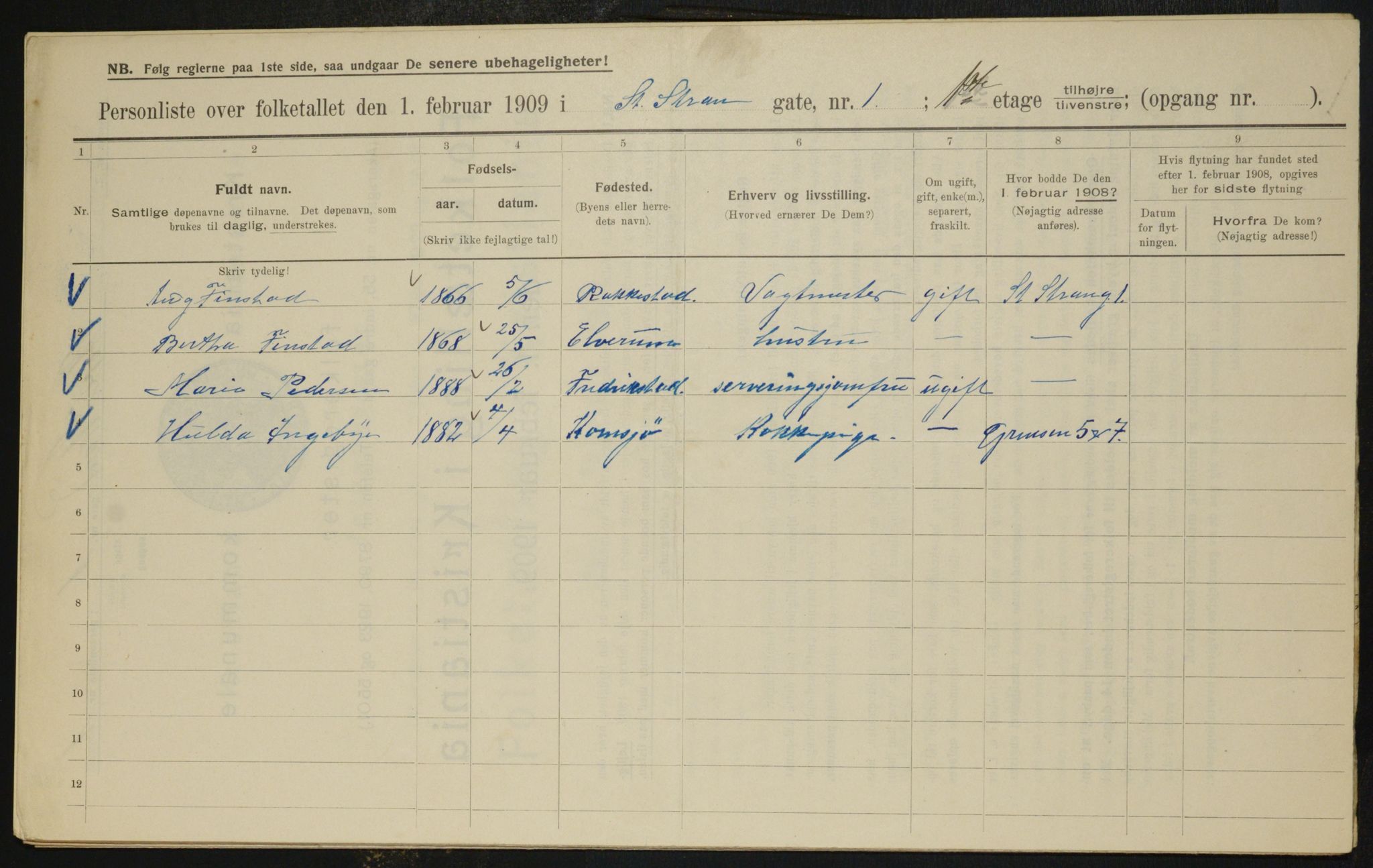 OBA, Municipal Census 1909 for Kristiania, 1909, p. 24156