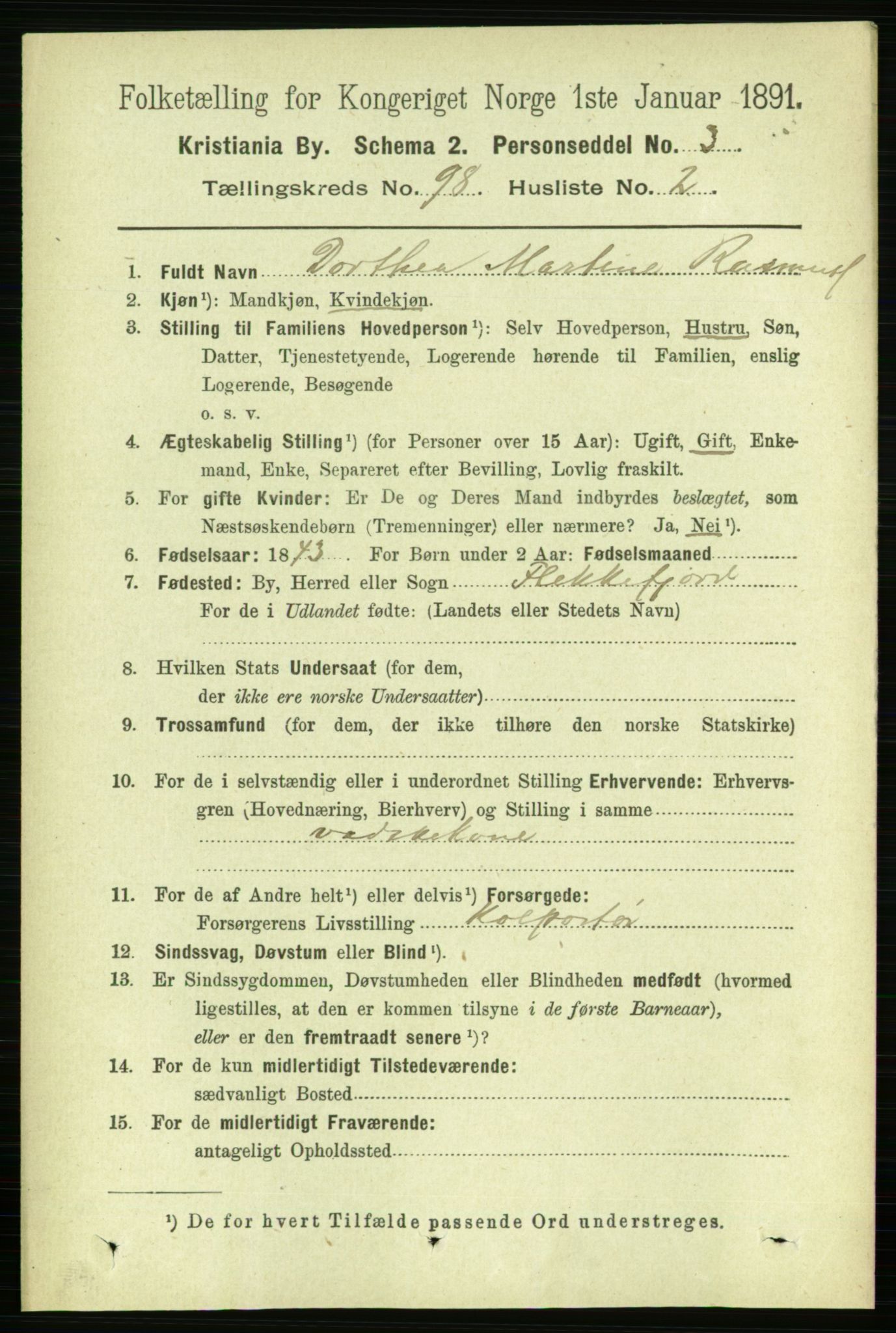 RA, 1891 census for 0301 Kristiania, 1891, p. 47736