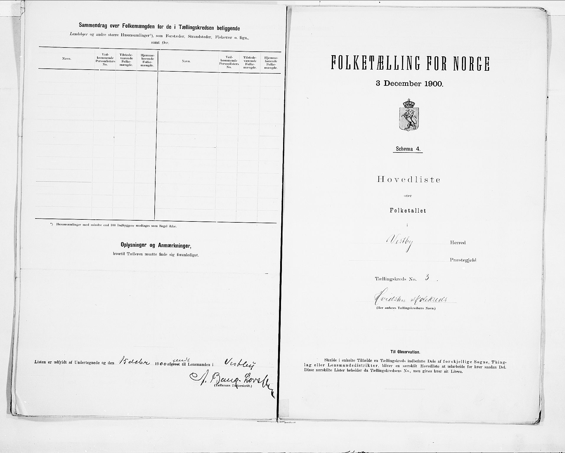 SAO, 1900 census for Vestby, 1900, p. 8