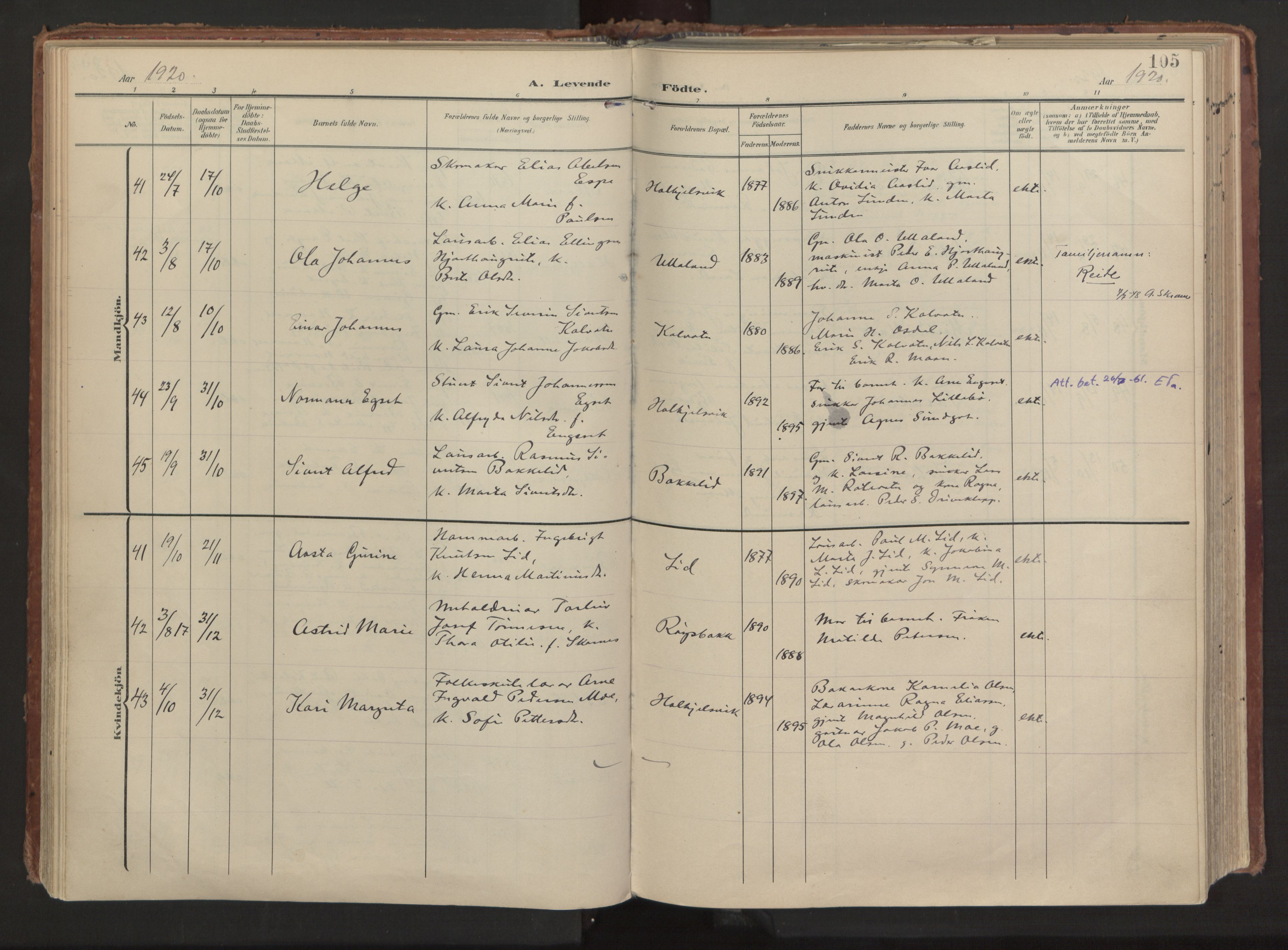 Ministerialprotokoller, klokkerbøker og fødselsregistre - Møre og Romsdal, AV/SAT-A-1454/511/L0144: Parish register (official) no. 511A11, 1906-1923, p. 105