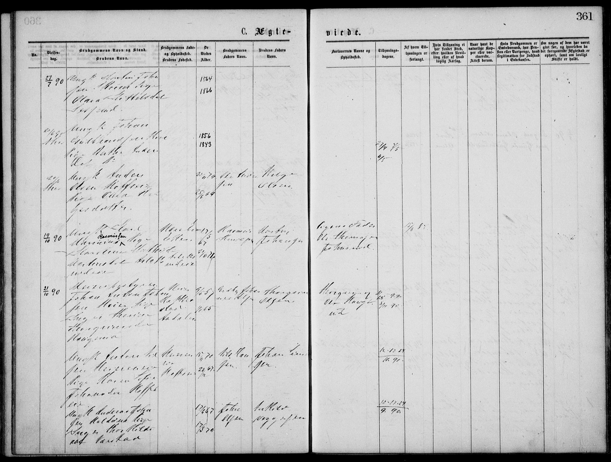 Norderhov kirkebøker, SAKO/A-237/G/Gb/L0001: Parish register (copy) no. II 1, 1876-1899, p. 361