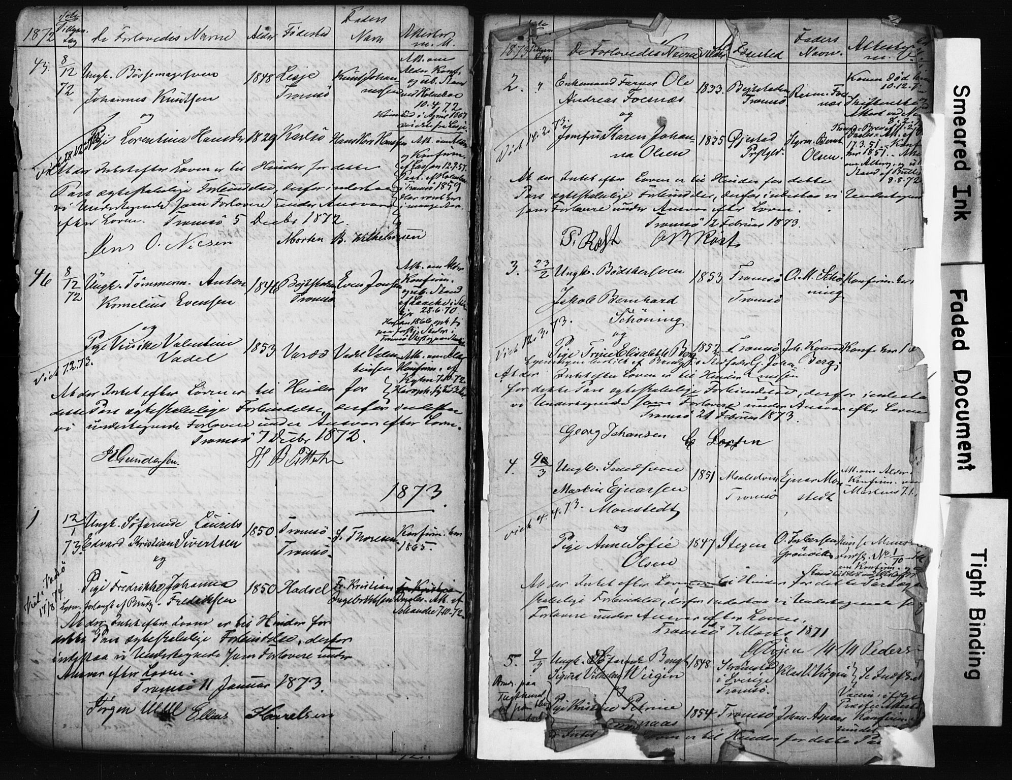 Tromsø sokneprestkontor/stiftsprosti/domprosti, AV/SATØ-S-1343/H/Hc/L0098: Banns register no. 98, 1872-1883