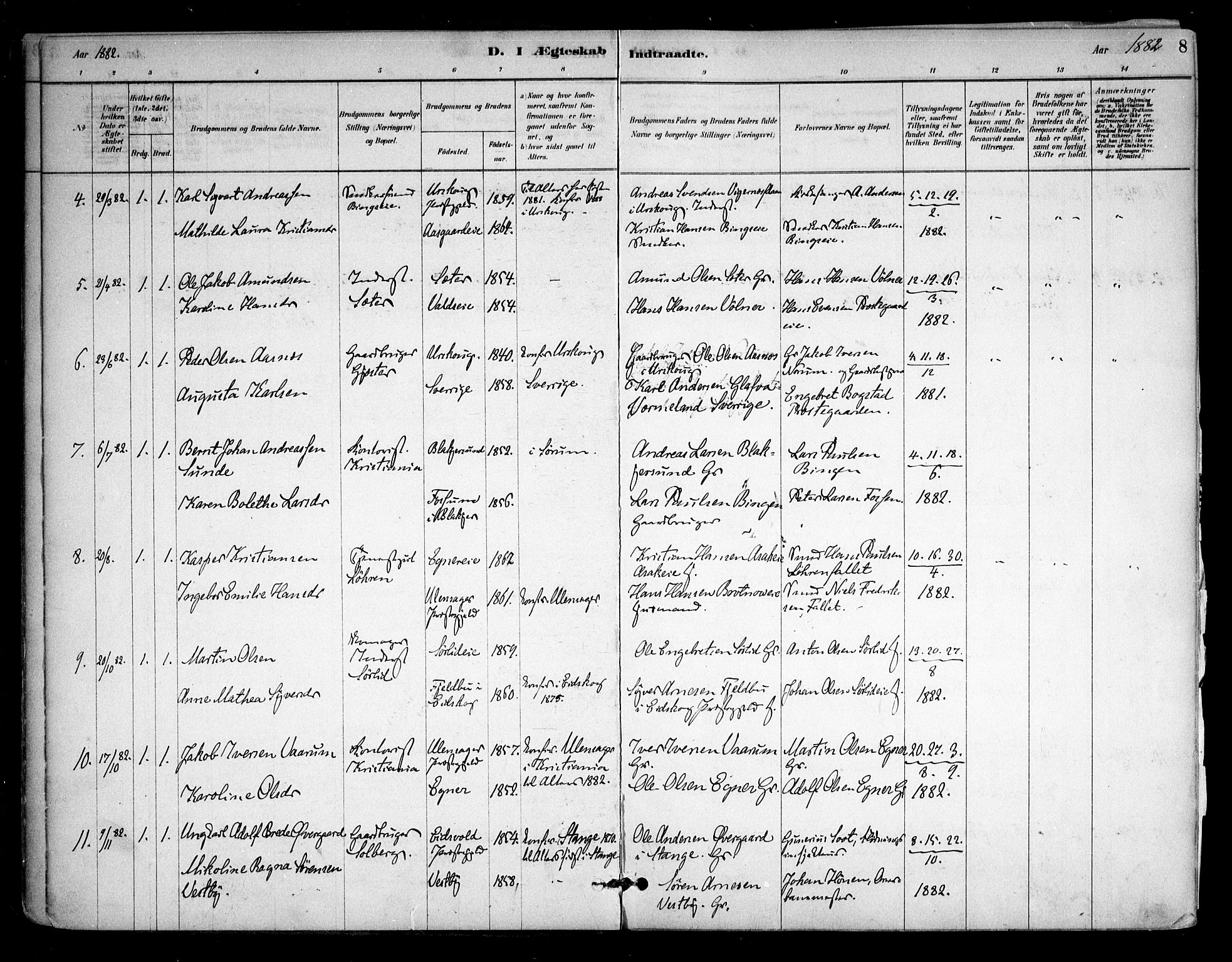 Sørum prestekontor Kirkebøker, SAO/A-10303/F/Fa/L0008: Parish register (official) no. I 8, 1878-1914, p. 8