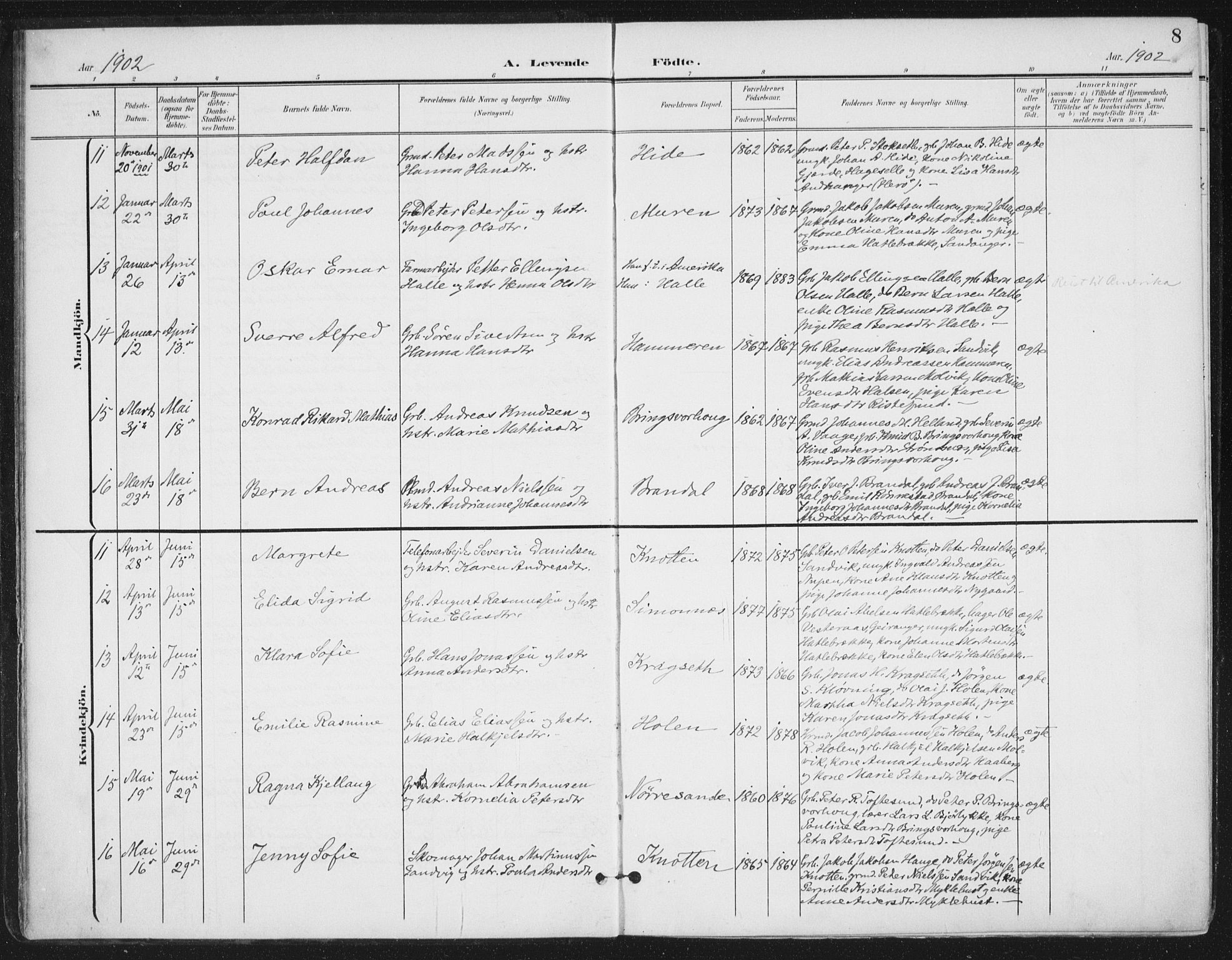 Ministerialprotokoller, klokkerbøker og fødselsregistre - Møre og Romsdal, AV/SAT-A-1454/503/L0038: Parish register (official) no. 503A06, 1901-1917, p. 8