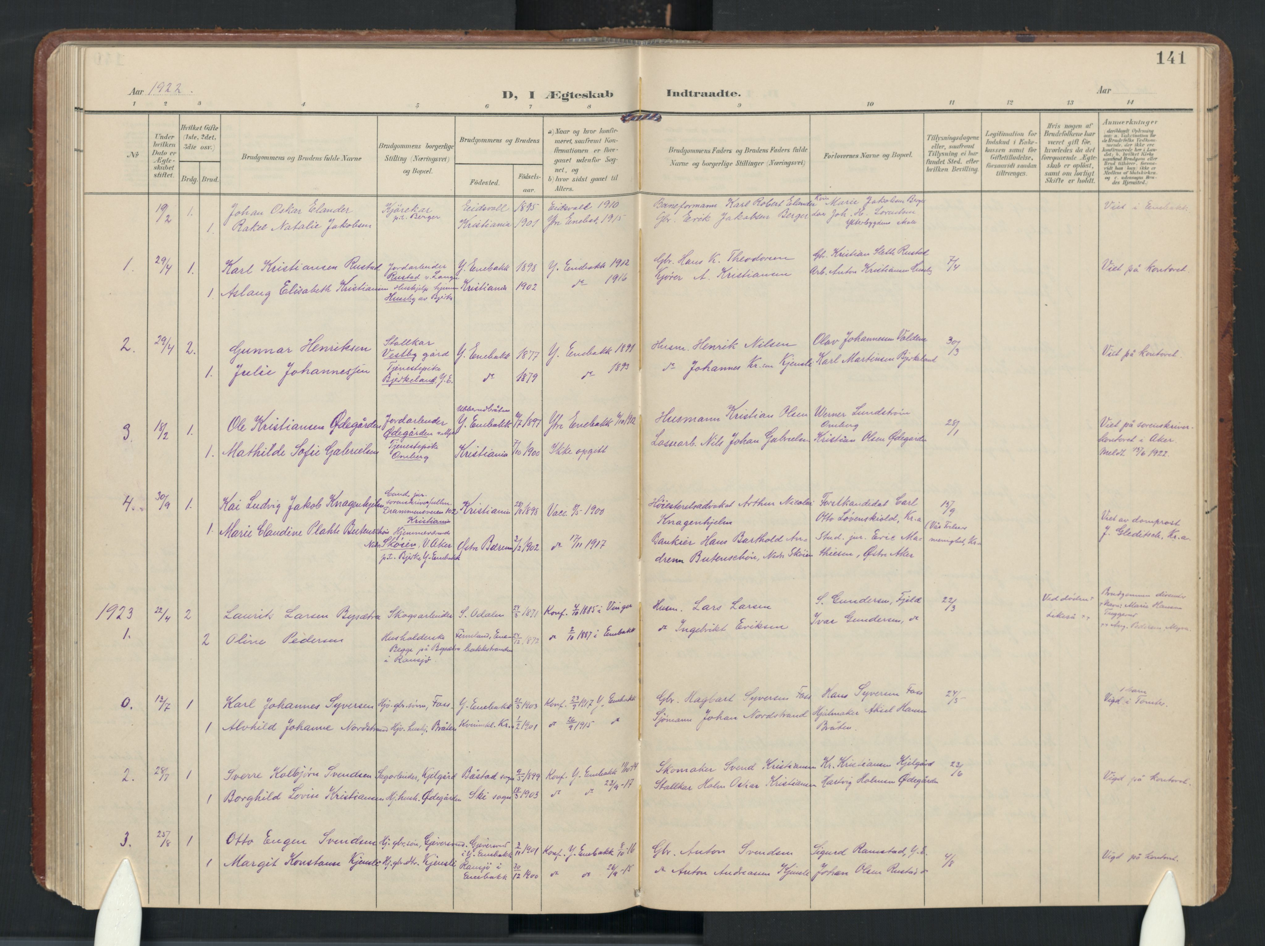 Enebakk prestekontor Kirkebøker, AV/SAO-A-10171c/G/Gb/L0003: Parish register (copy) no. II 3, 1903-1970, p. 141