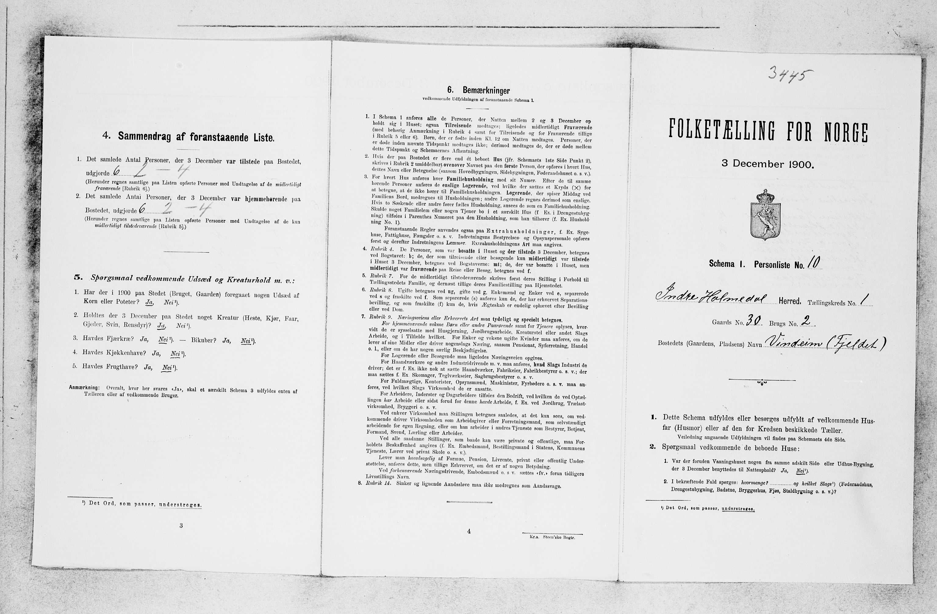 SAB, 1900 census for Indre Holmedal, 1900, p. 103