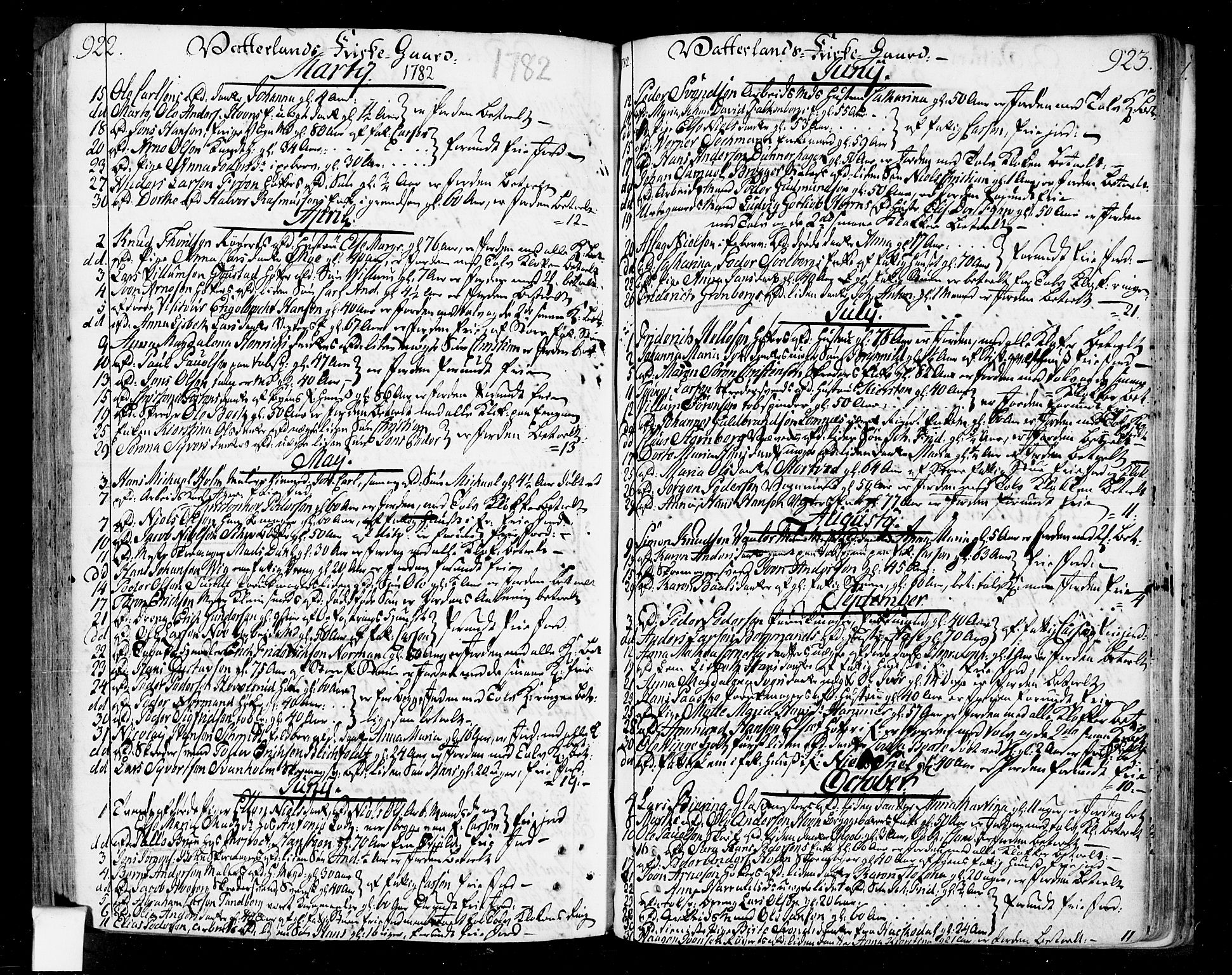 Oslo domkirke Kirkebøker, SAO/A-10752/F/Fa/L0004: Parish register (official) no. 4, 1743-1786, p. 922-923