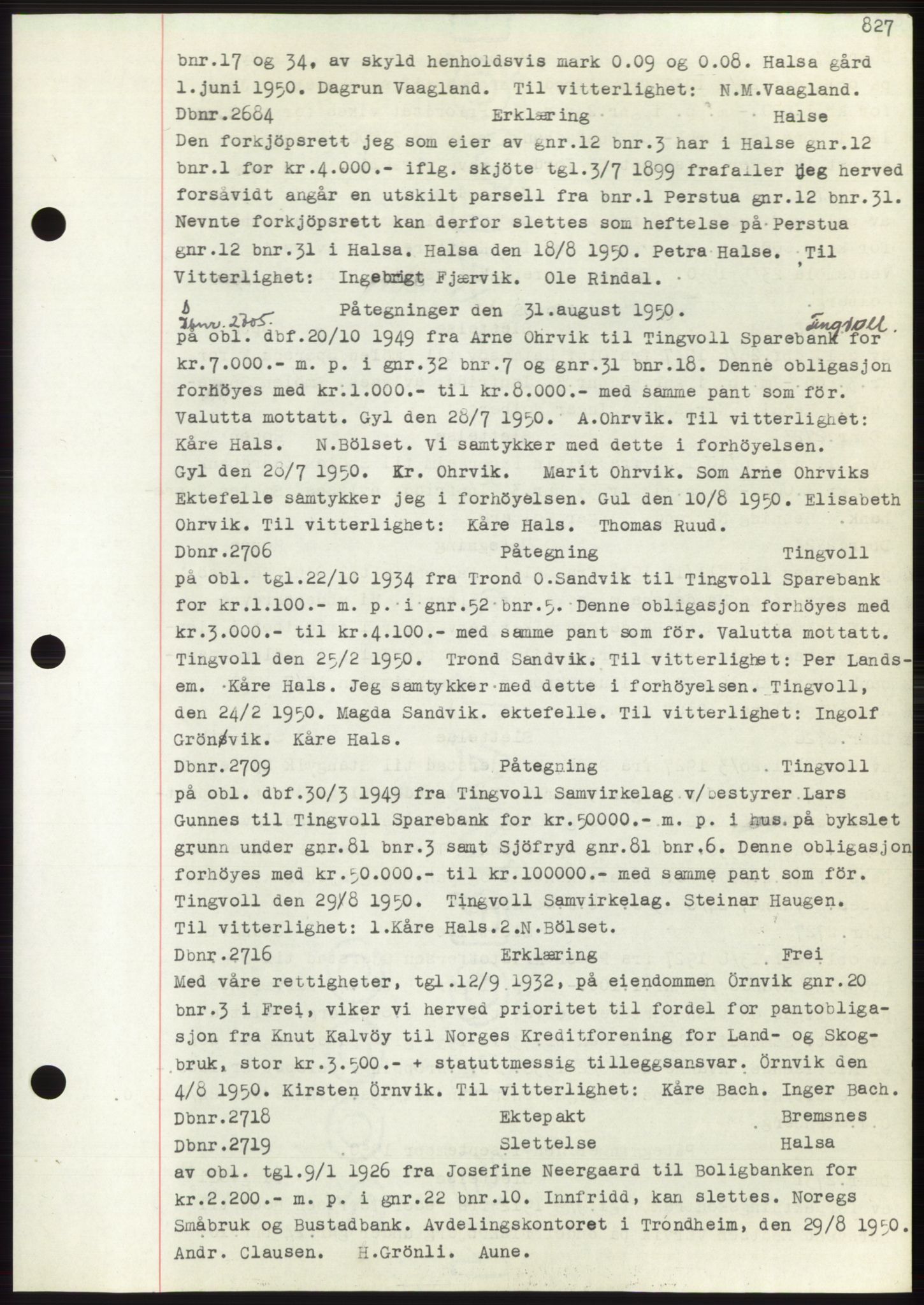 Nordmøre sorenskriveri, AV/SAT-A-4132/1/2/2Ca: Mortgage book no. C82b, 1946-1951, Diary no: : 2684/1950