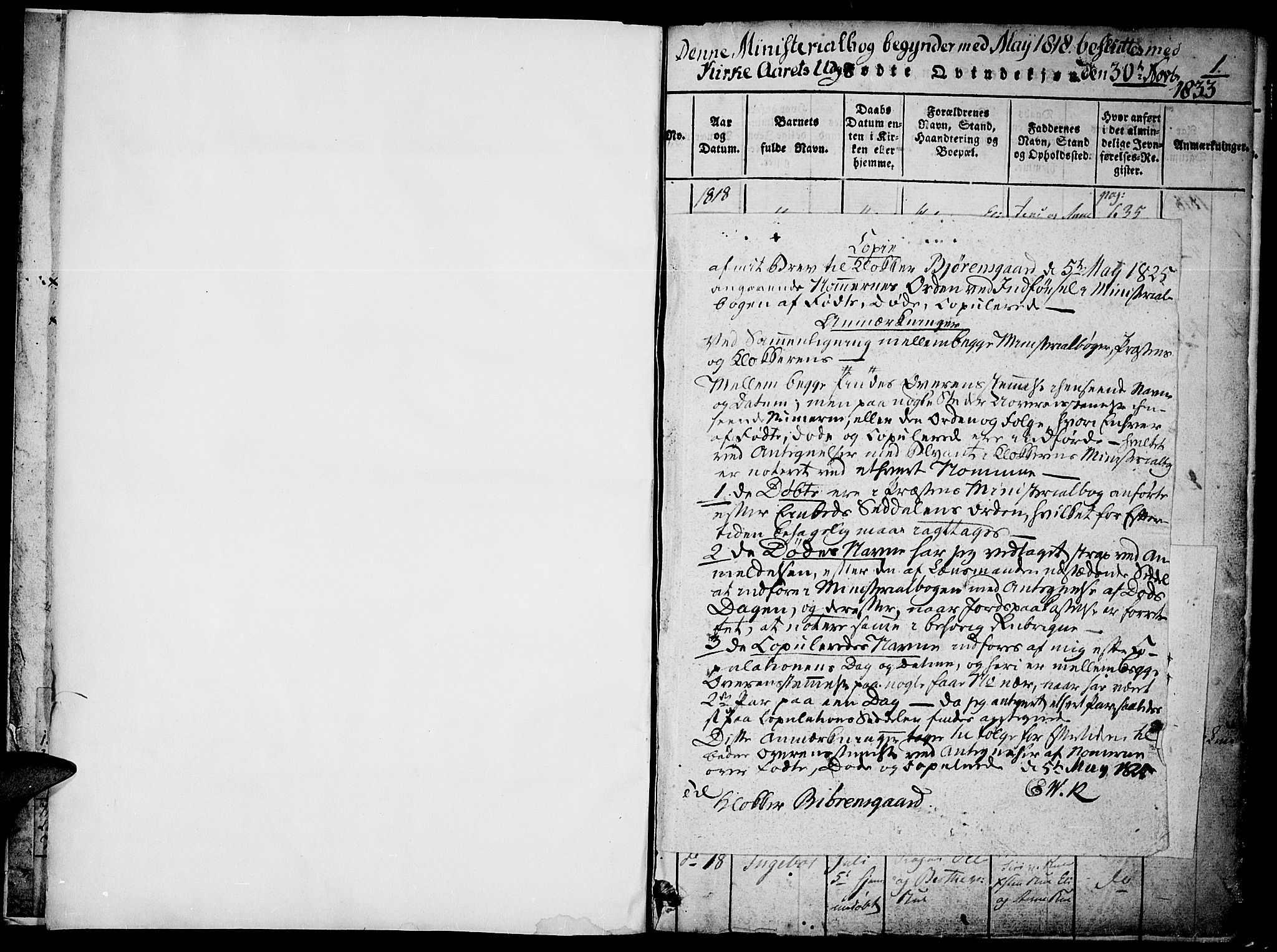 Fåberg prestekontor, AV/SAH-PREST-086/H/Ha/Haa/L0003: Parish register (official) no. 3, 1818-1833, p. 1