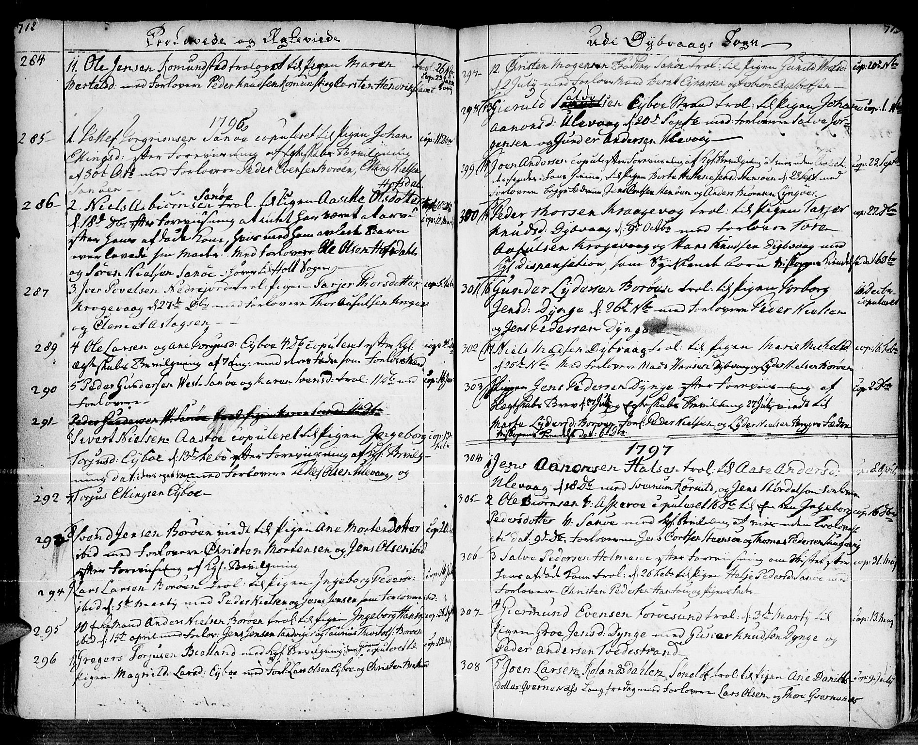 Dypvåg sokneprestkontor, AV/SAK-1111-0007/F/Fa/Faa/L0001: Parish register (official) no. A 1 /1, 1765-1798, p. 712-713