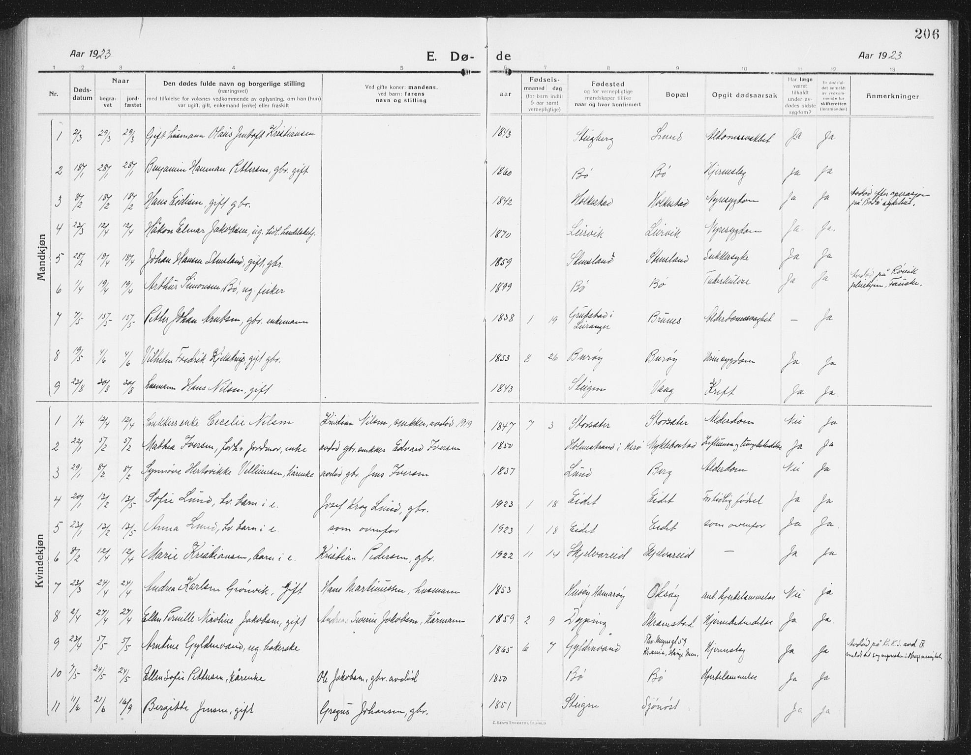Ministerialprotokoller, klokkerbøker og fødselsregistre - Nordland, SAT/A-1459/855/L0817: Parish register (copy) no. 855C06, 1917-1934, p. 206