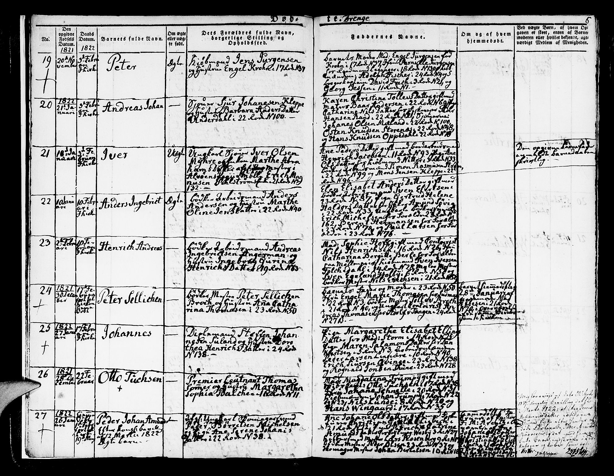 Korskirken sokneprestembete, AV/SAB-A-76101/H/Hab: Parish register (copy) no. A 3, 1821-1831, p. 6