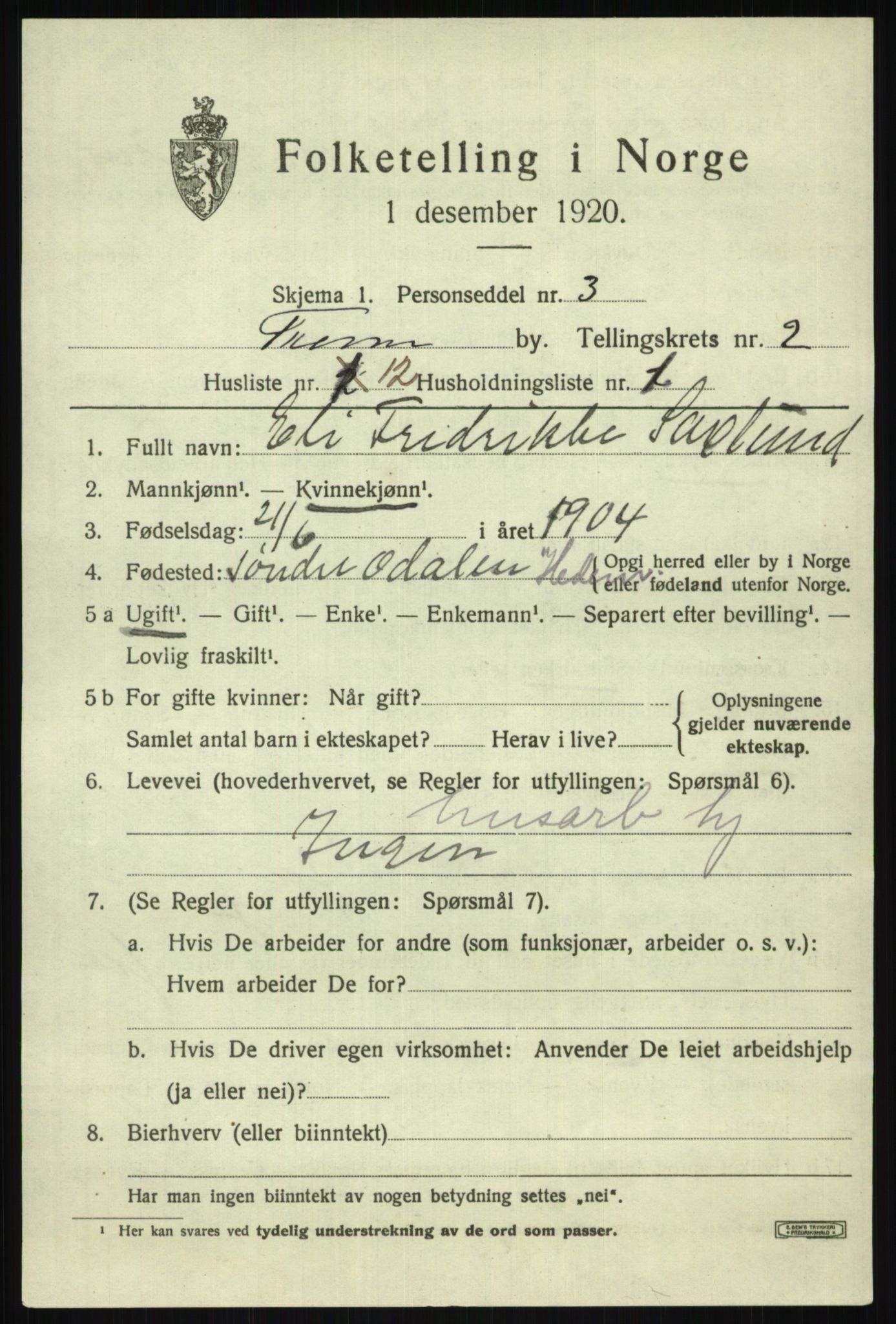 SATØ, 1920 census for Tromsø, 1920, p. 8980