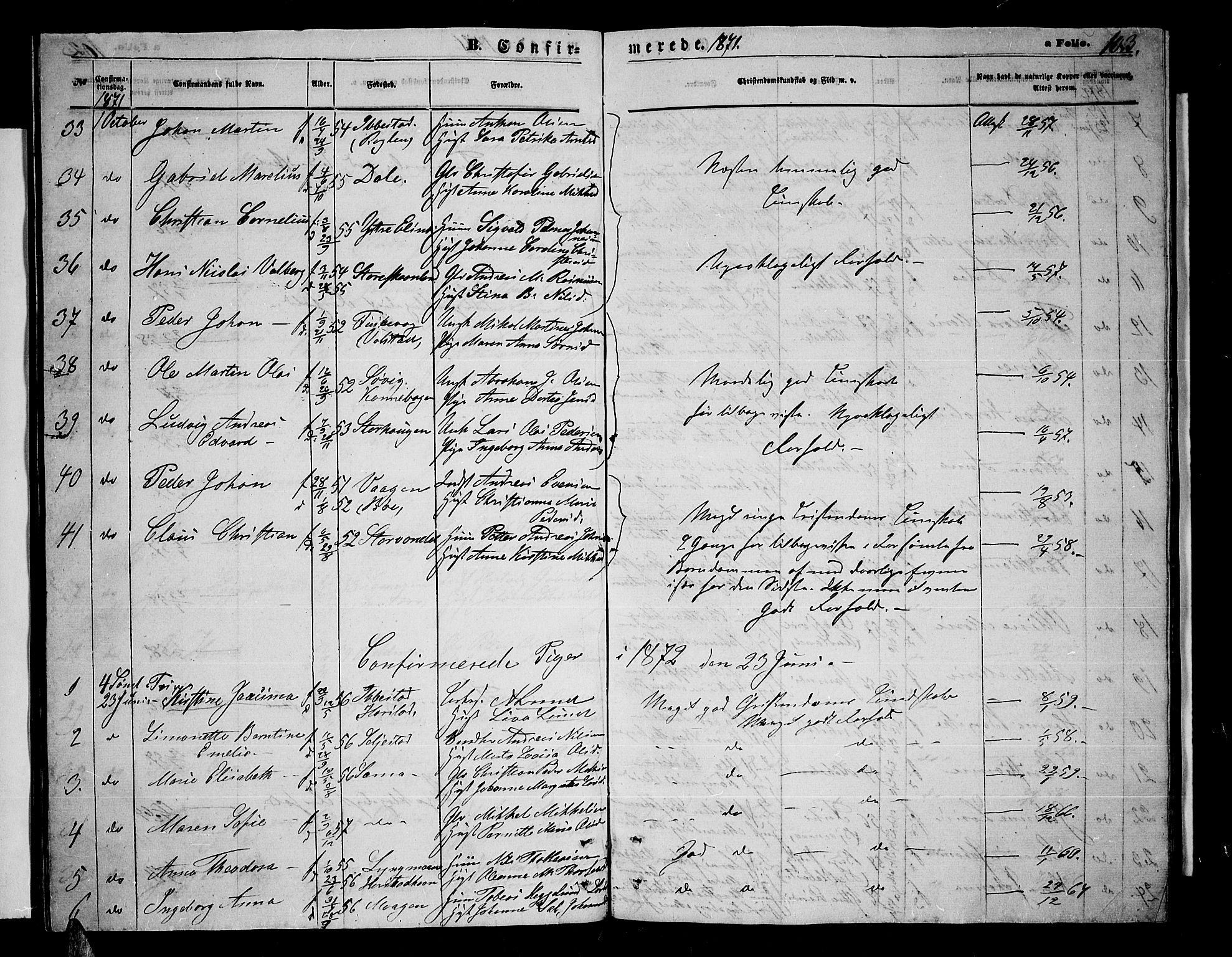 Trondenes sokneprestkontor, SATØ/S-1319/H/Hb/L0009klokker: Parish register (copy) no. 9, 1870-1876, p. 103