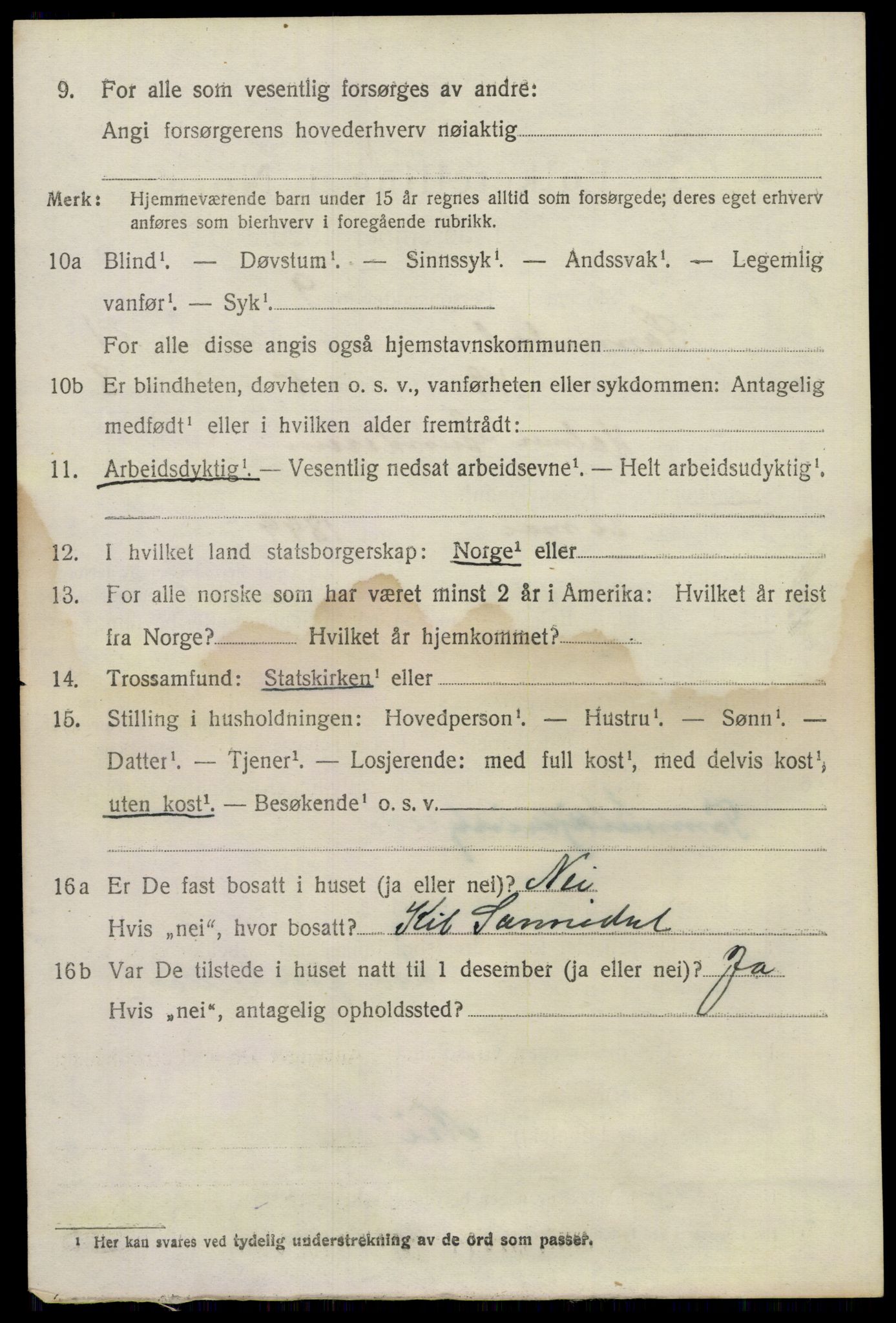 SAKO, 1920 census for Sannidal, 1920, p. 1632