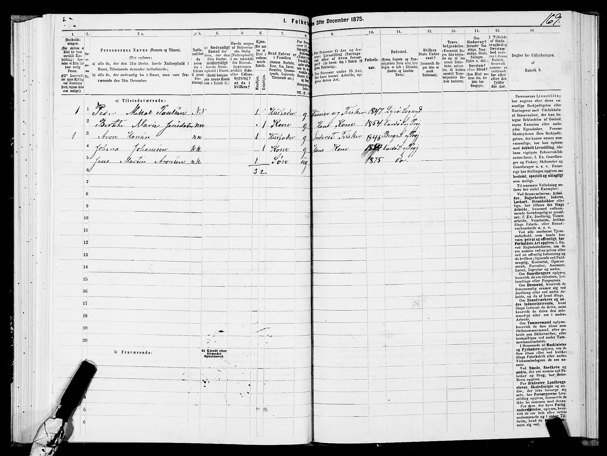 SATØ, 1875 census for 2028L Vardø/Vardø, 1875, p. 1169