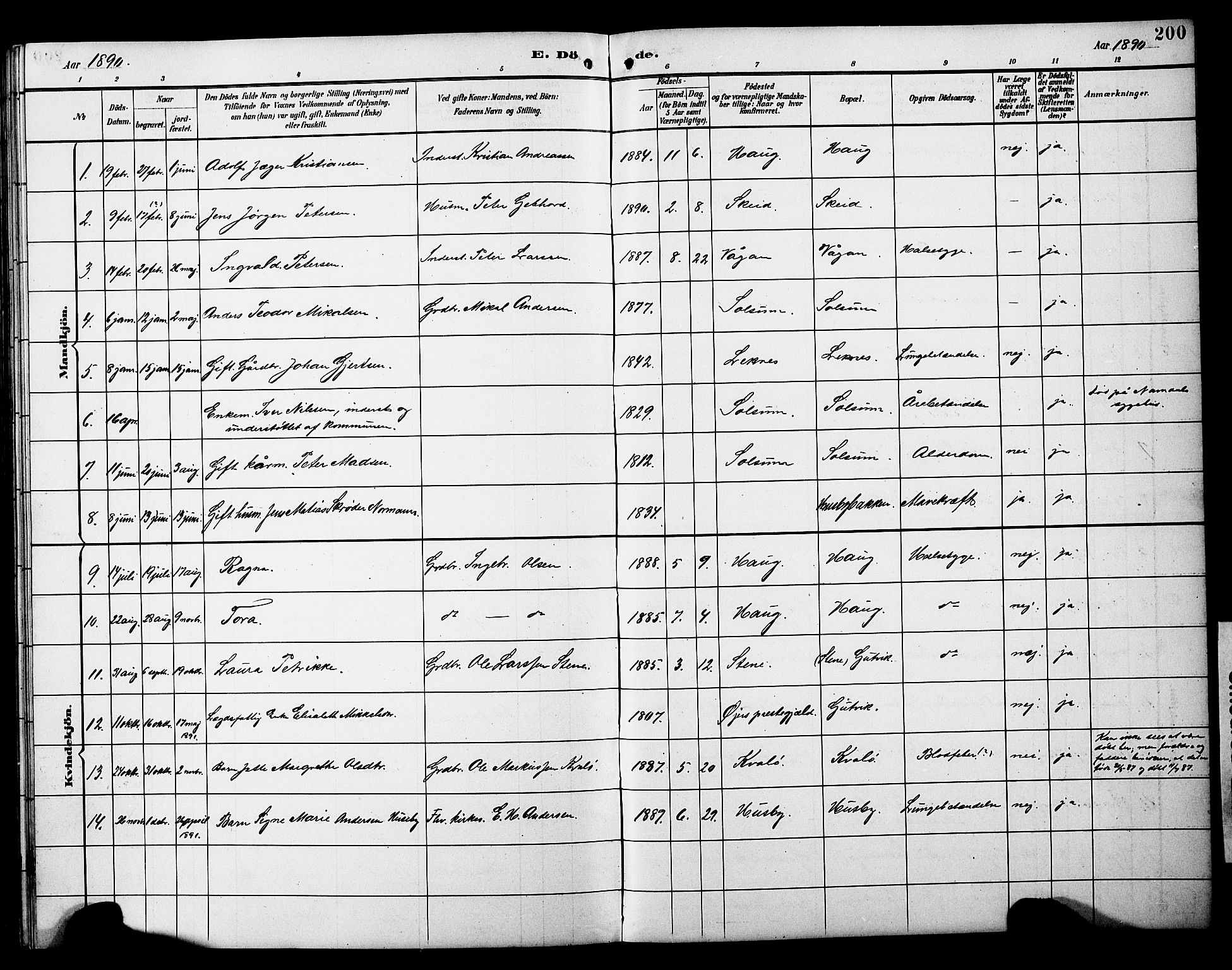 Ministerialprotokoller, klokkerbøker og fødselsregistre - Nord-Trøndelag, AV/SAT-A-1458/788/L0701: Parish register (copy) no. 788C01, 1888-1913, p. 200