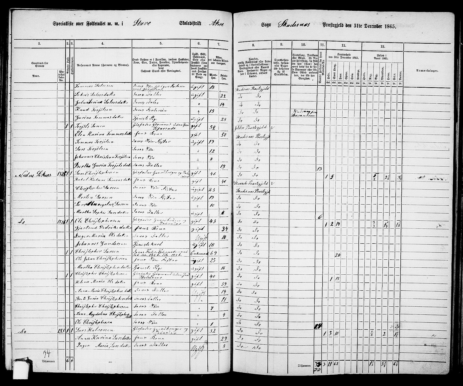 RA, 1865 census for Skudenes, 1865, p. 86