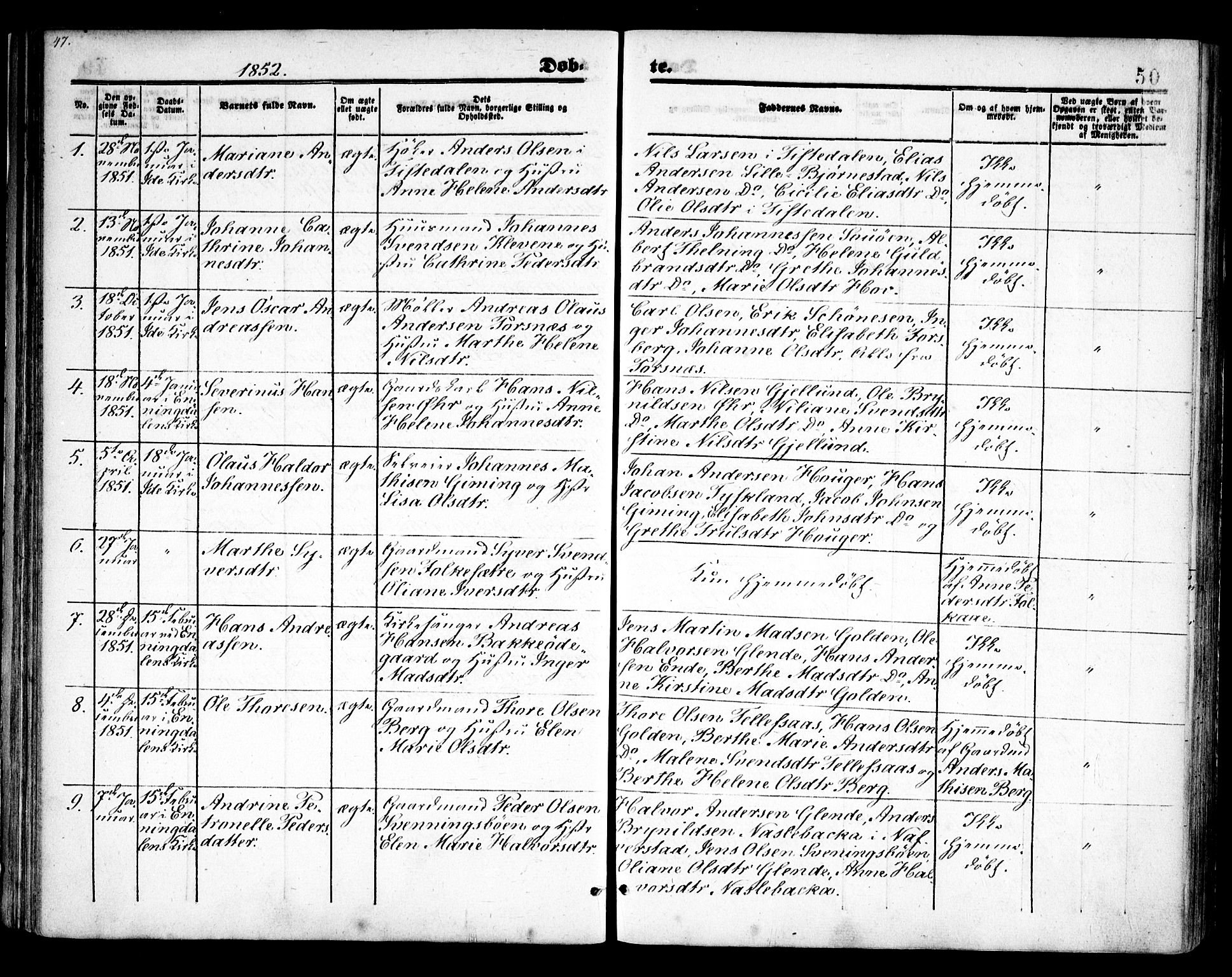 Idd prestekontor Kirkebøker, SAO/A-10911/F/Fc/L0004a: Parish register (official) no. III 4A, 1848-1860, p. 50