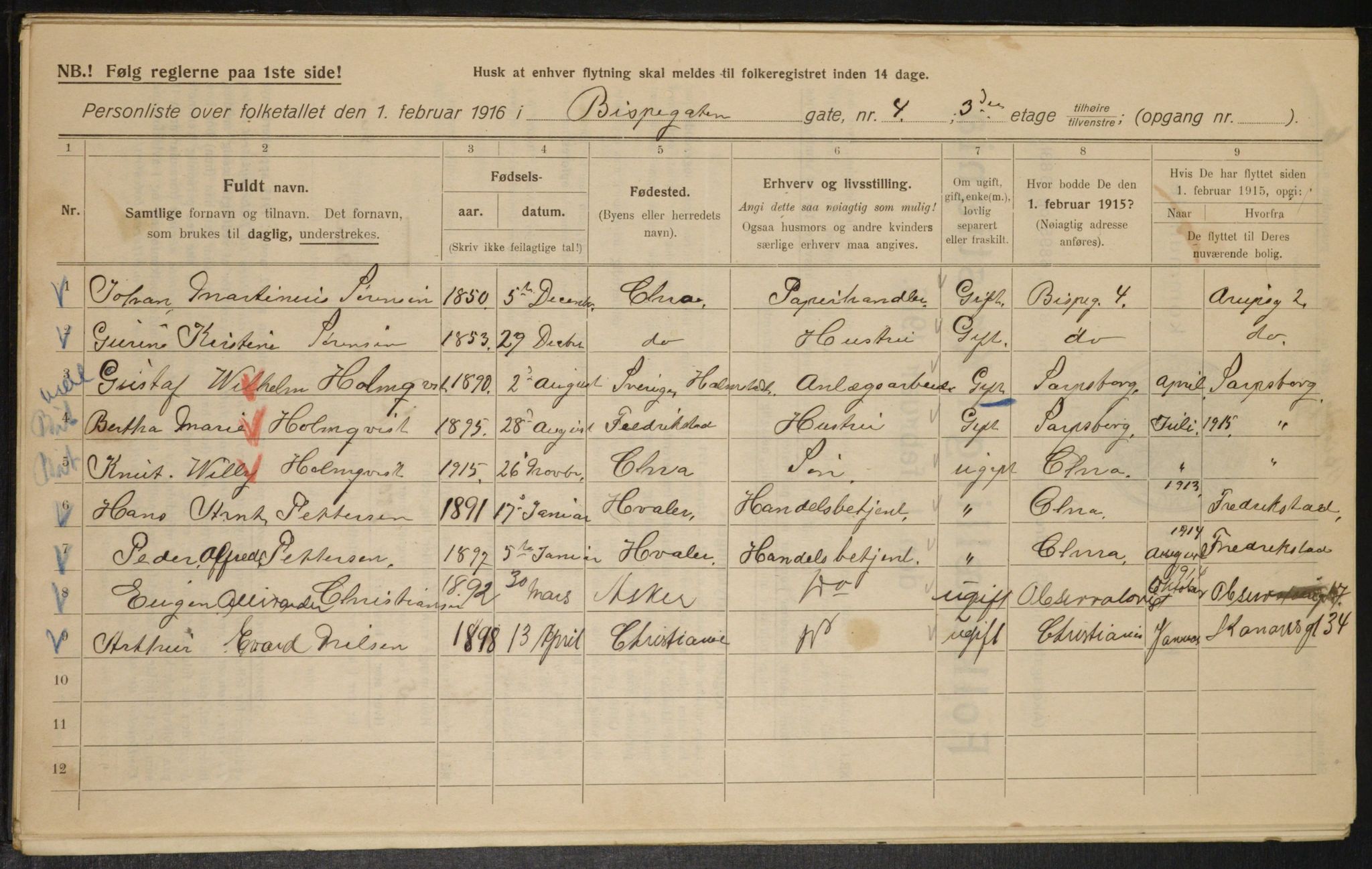 OBA, Municipal Census 1916 for Kristiania, 1916, p. 5428