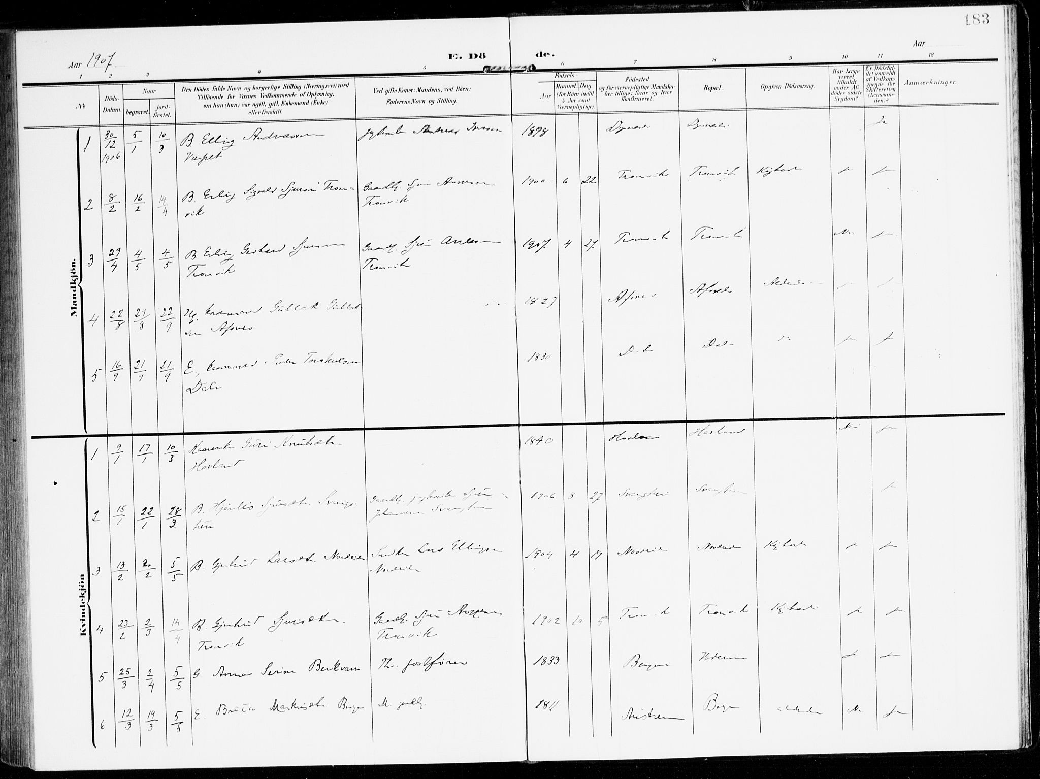 Lavik sokneprestembete, AV/SAB-A-80901: Parish register (official) no. C 2, 1904-1921, p. 183