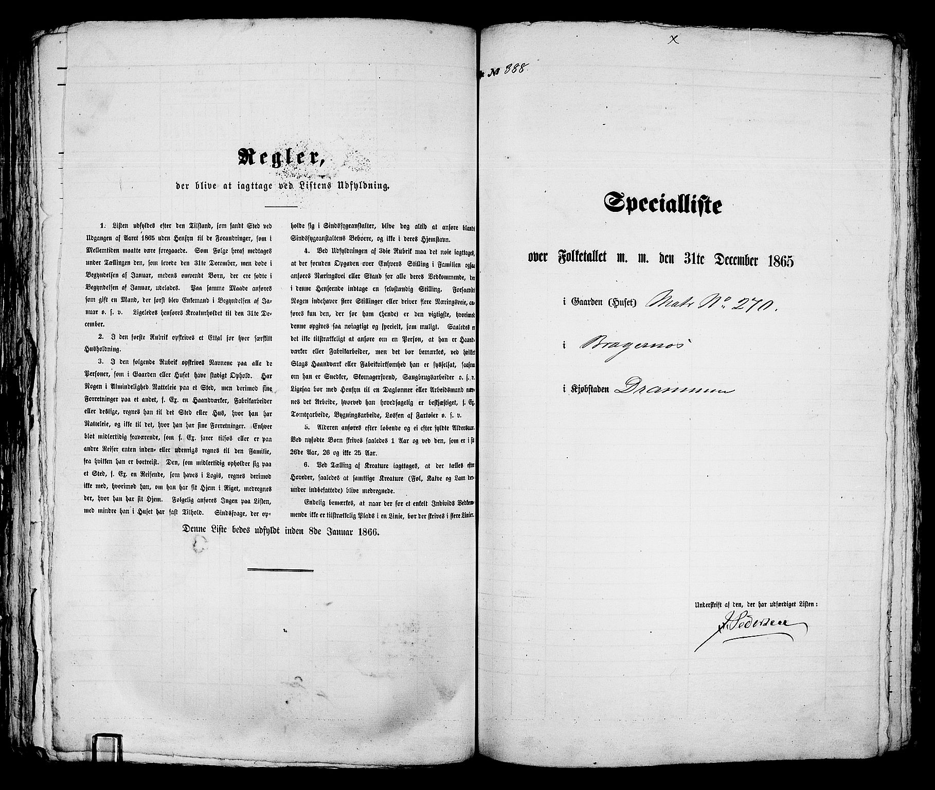 RA, 1865 census for Bragernes in Drammen, 1865, p. 816