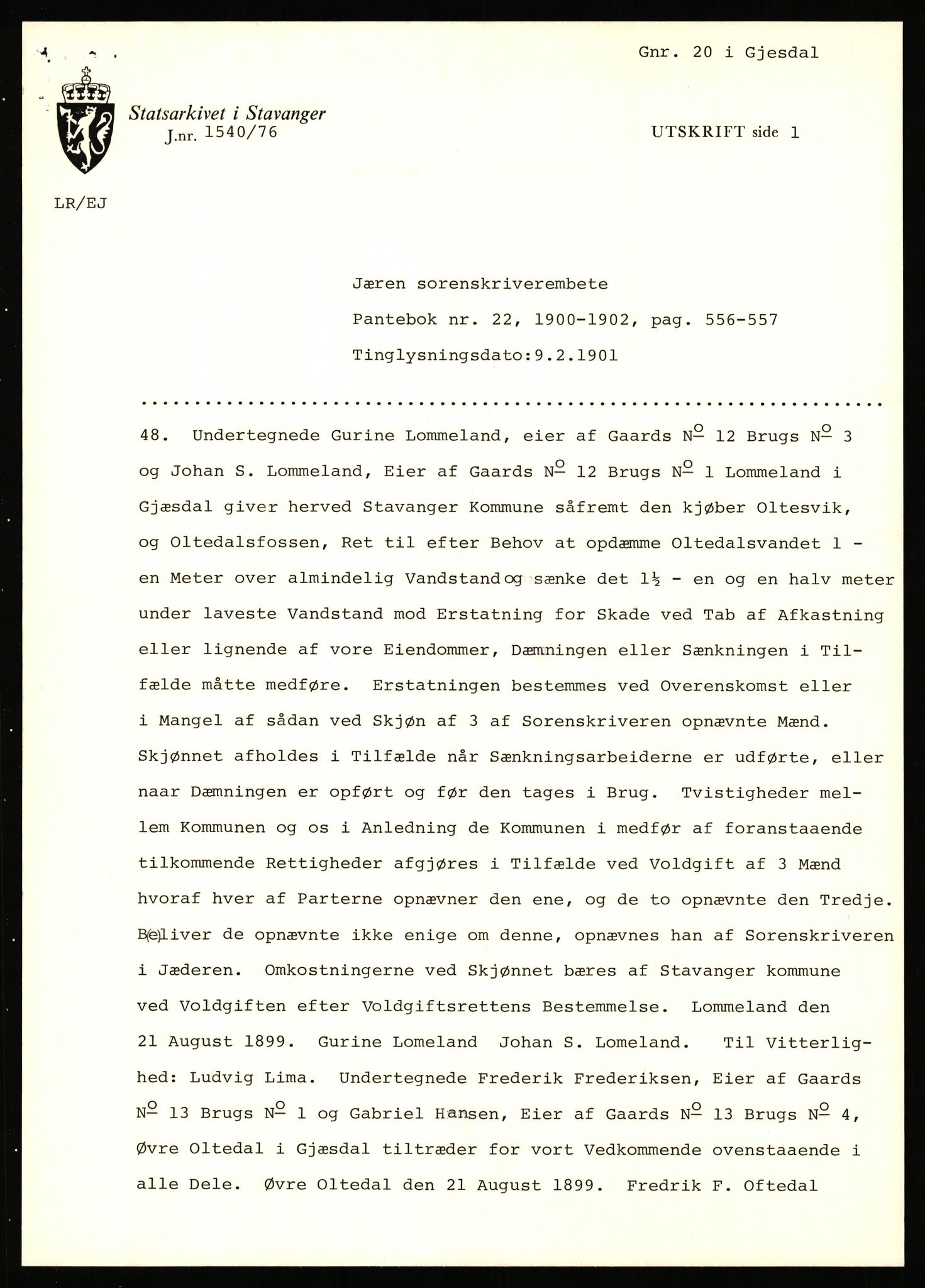 Statsarkivet i Stavanger, SAST/A-101971/03/Y/Yj/L0011: Avskrifter sortert etter gårdsnavn: Bratland i Vikedal - Brommeland, 1750-1930, p. 306