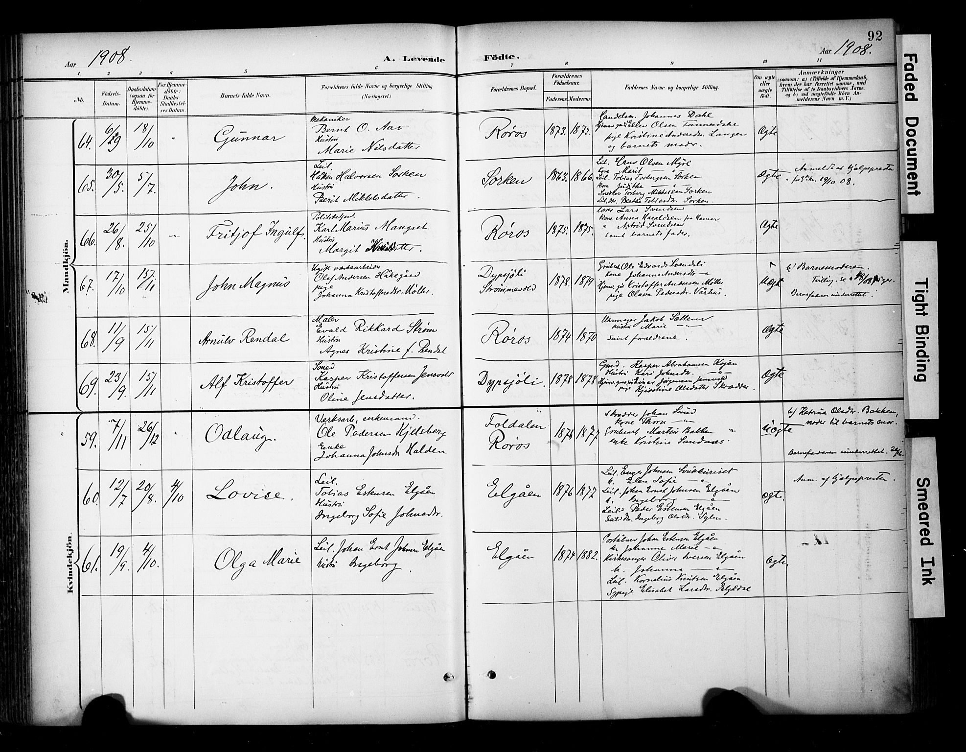 Ministerialprotokoller, klokkerbøker og fødselsregistre - Sør-Trøndelag, AV/SAT-A-1456/681/L0936: Parish register (official) no. 681A14, 1899-1908, p. 92