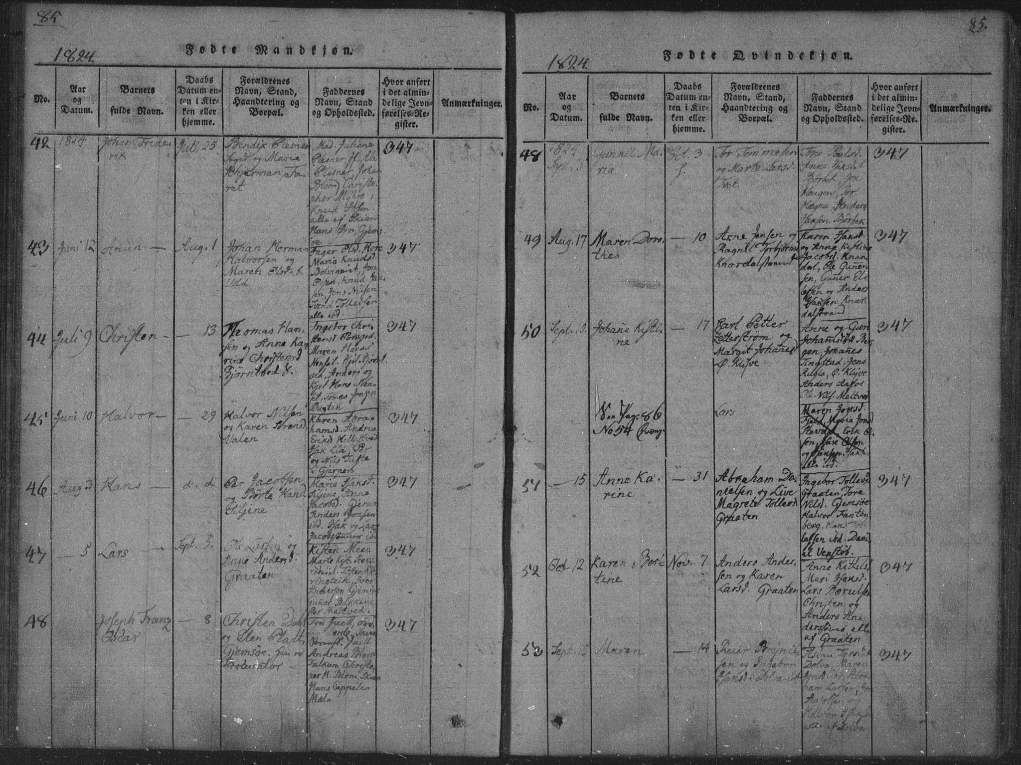 Solum kirkebøker, AV/SAKO-A-306/F/Fa/L0004: Parish register (official) no. I 4, 1814-1833, p. 85