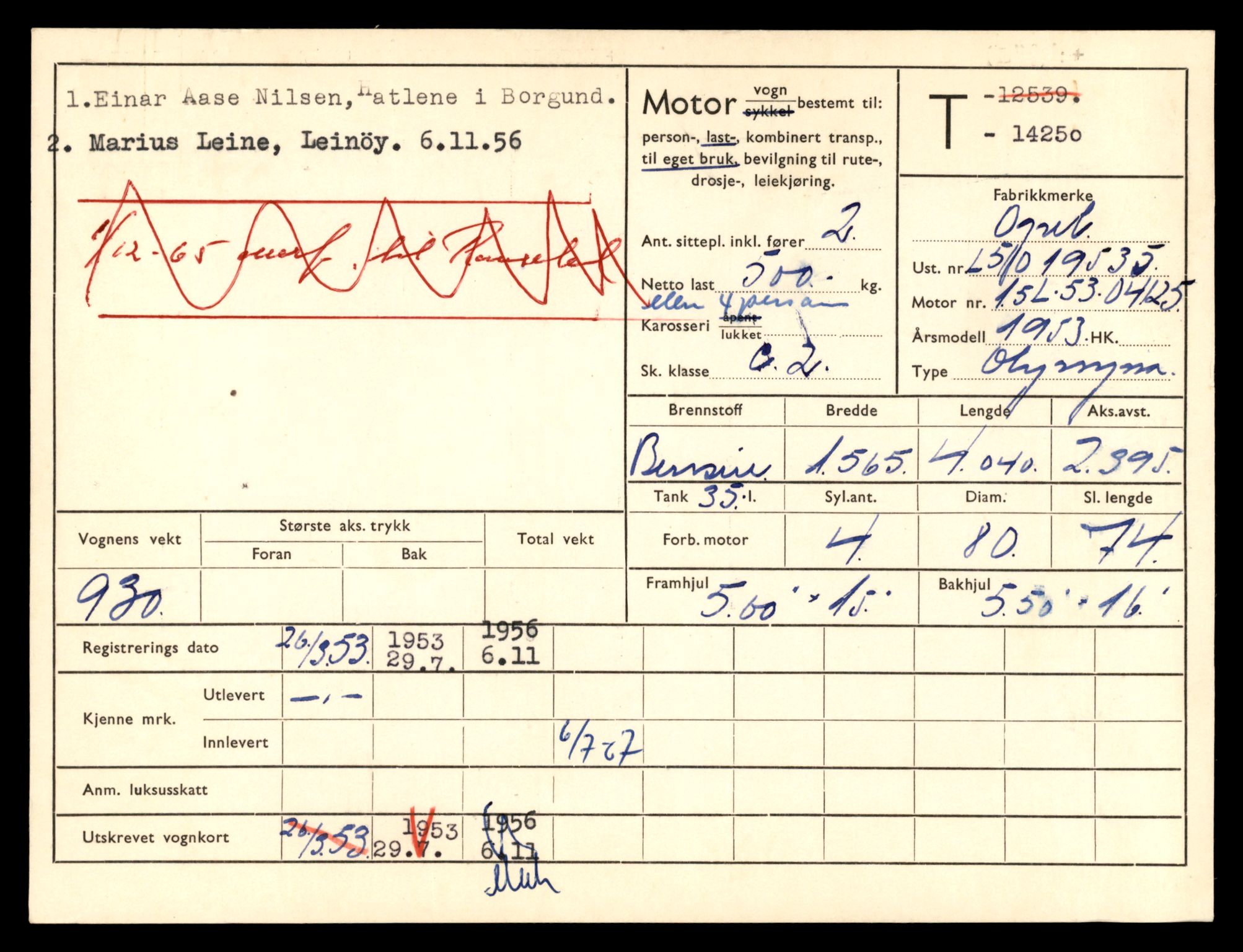 Møre og Romsdal vegkontor - Ålesund trafikkstasjon, AV/SAT-A-4099/F/Fe/L0044: Registreringskort for kjøretøy T 14205 - T 14319, 1927-1998, p. 1314