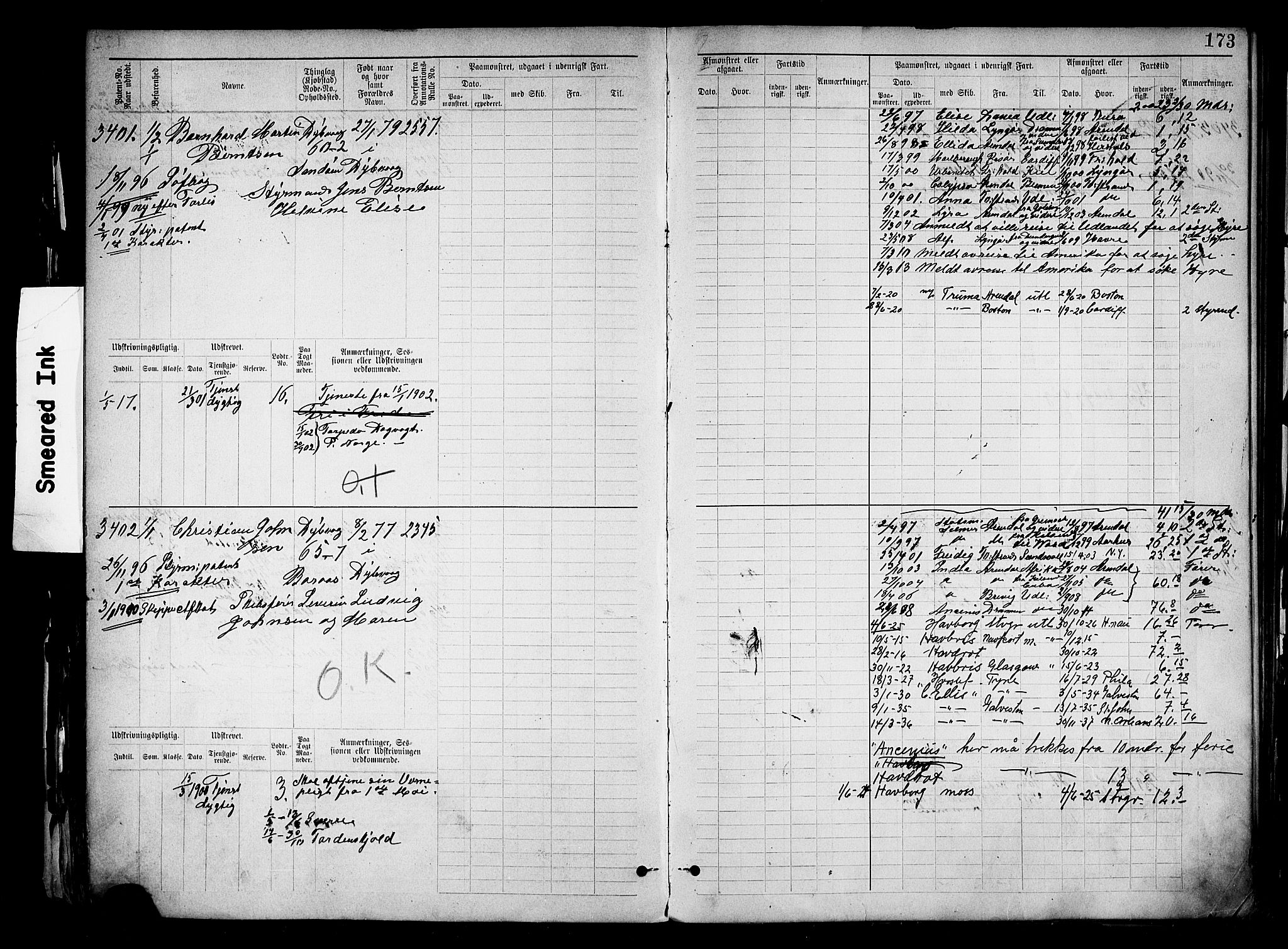 Tvedestrand mønstringskrets, AV/SAK-2031-0011/F/Fb/L0019: Hovedrulle nr 3057-3818, U-35, 1892-1906, p. 177