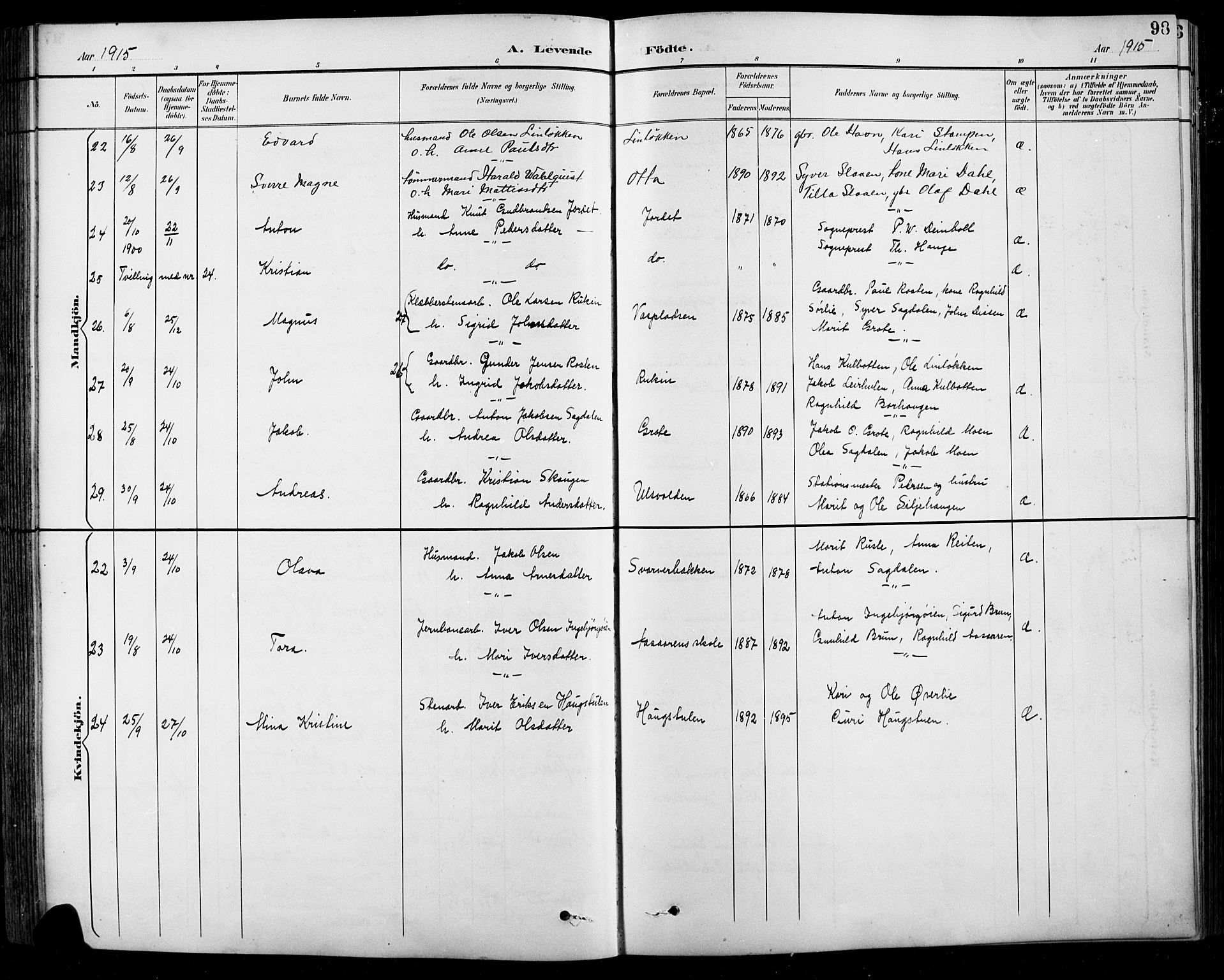 Sel prestekontor, SAH/PREST-074/H/Ha/Hab/L0001: Parish register (copy) no. 1, 1894-1923, p. 98