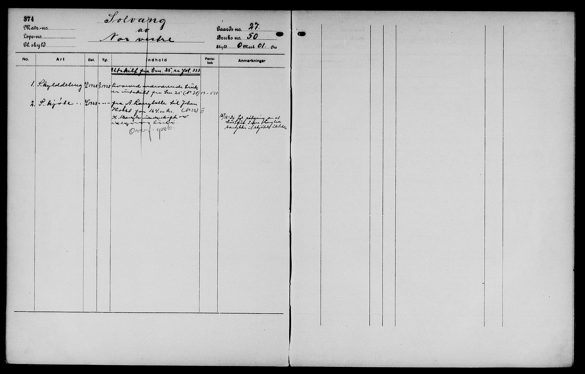 Vinger og Odal sorenskriveri, SAH/TING-022/H/Ha/Hac/Hacc/L0004: Mortgage register no. 3.4, 1923, p. 374