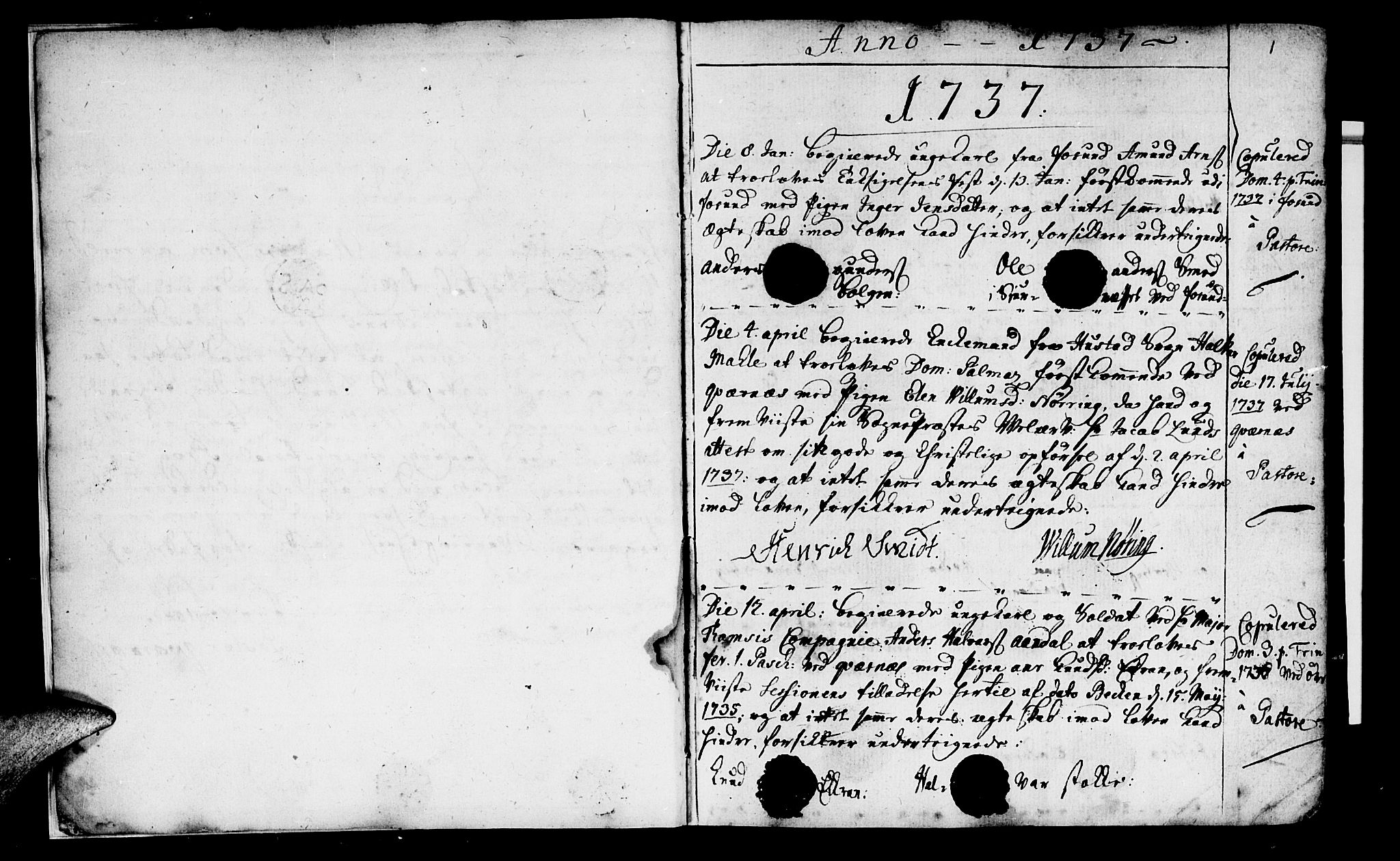 Ministerialprotokoller, klokkerbøker og fødselsregistre - Møre og Romsdal, AV/SAT-A-1454/568/L0792: Parish register (official) no. 568A01, 1737-1749, p. 0-1