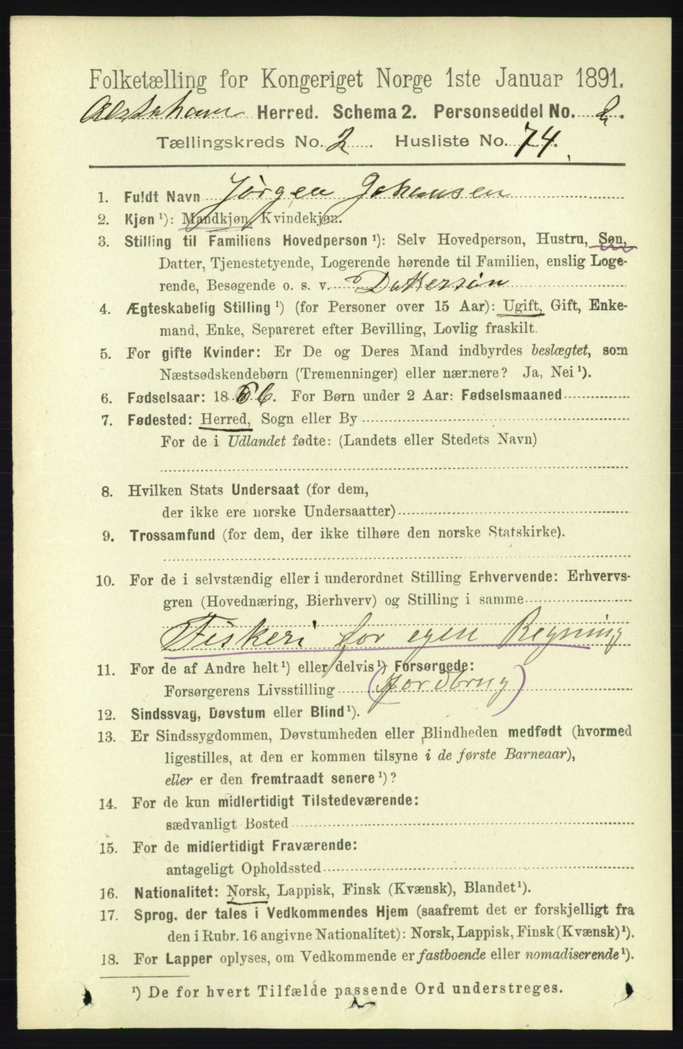 RA, 1891 census for 1820 Alstahaug, 1891, p. 1031