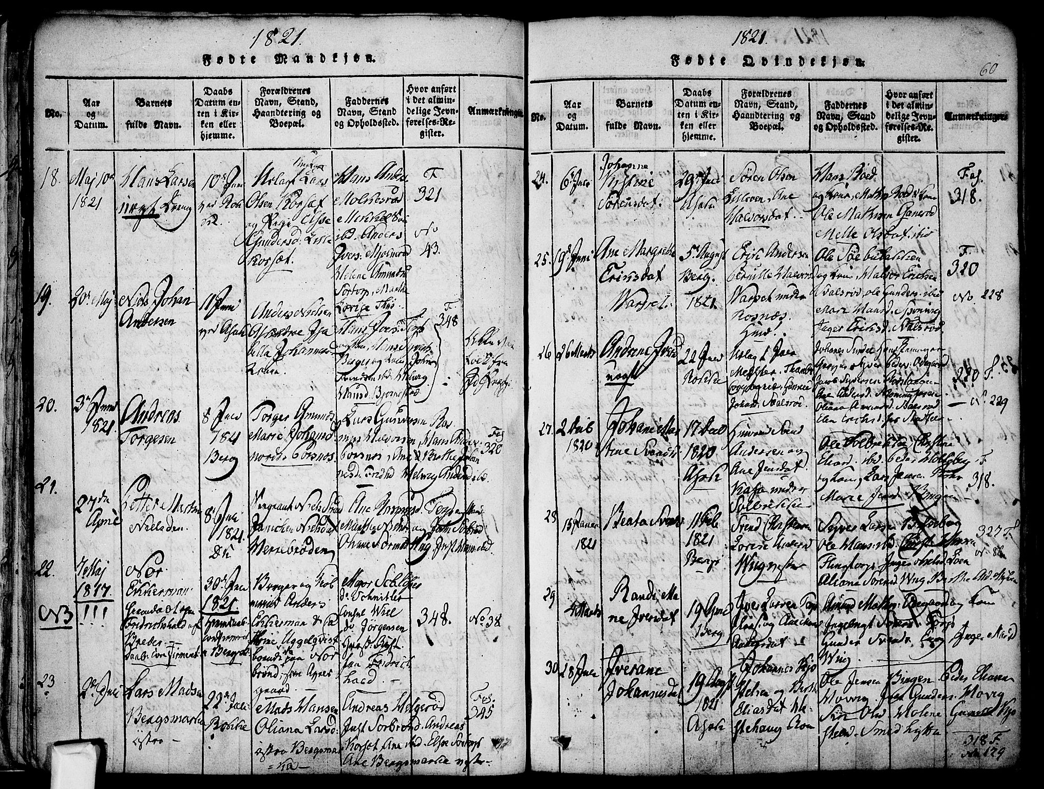 Berg prestekontor Kirkebøker, AV/SAO-A-10902/F/Fa/L0002: Parish register (official) no. I 2, 1815-1831, p. 60