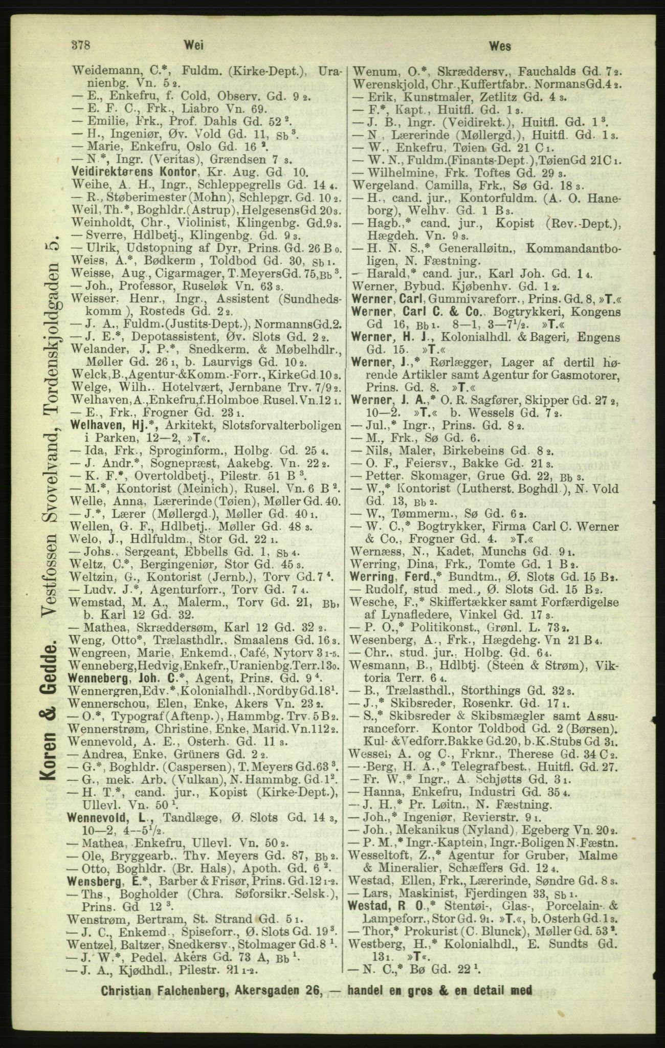 Kristiania/Oslo adressebok, PUBL/-, 1886, p. 378