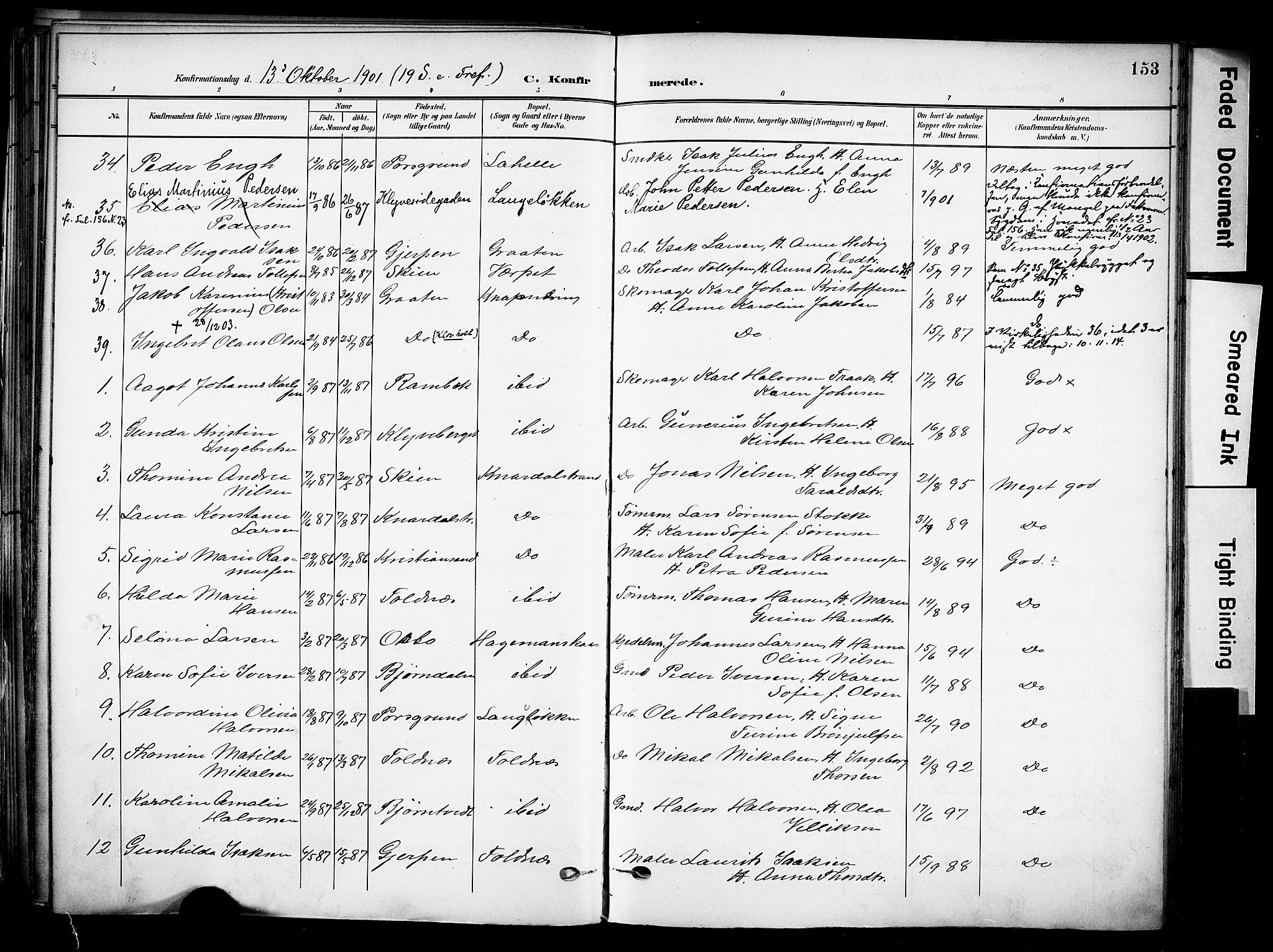 Solum kirkebøker, AV/SAKO-A-306/F/Fa/L0011: Parish register (official) no. I 11, 1898-1909, p. 153