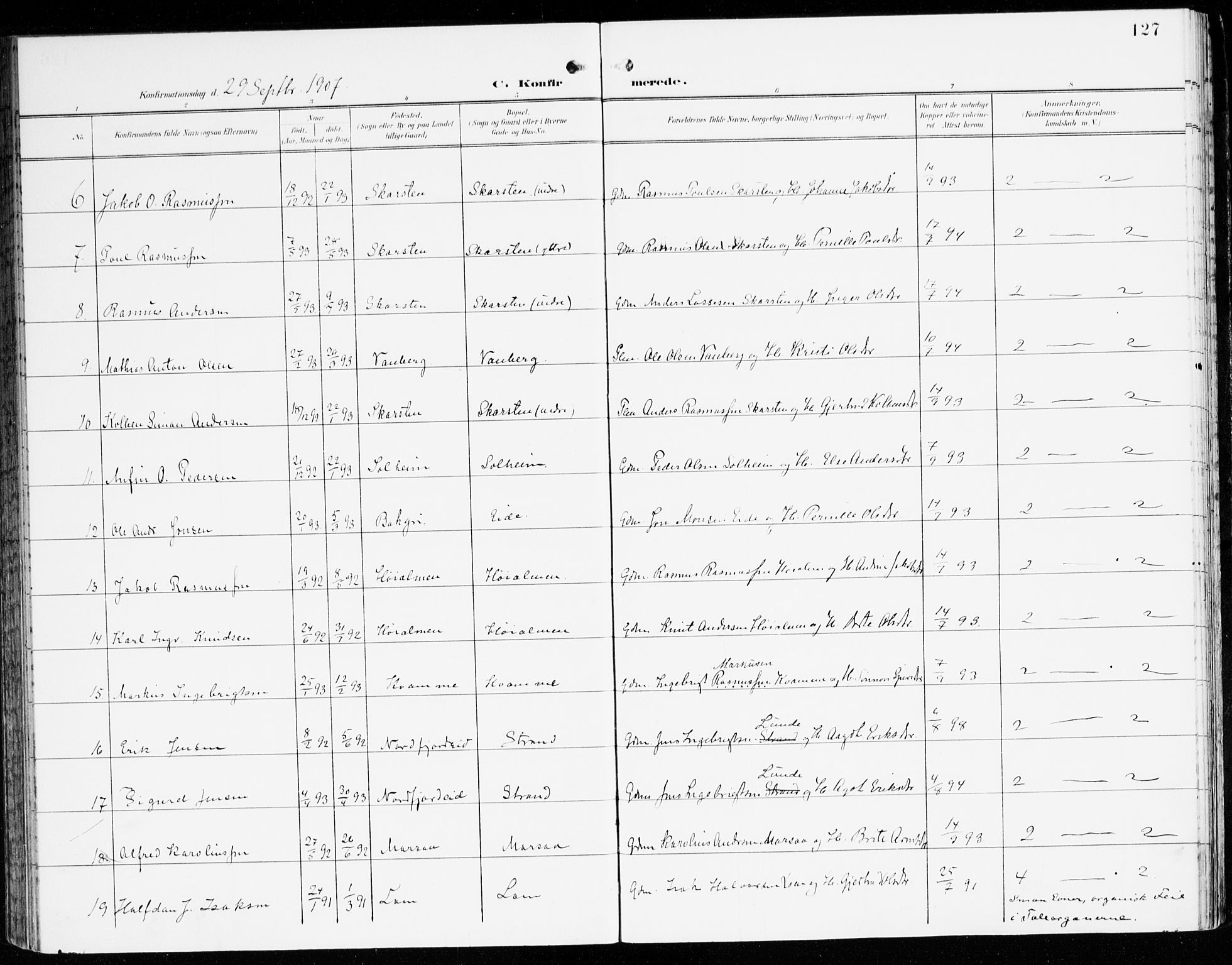 Innvik sokneprestembete, SAB/A-80501: Parish register (official) no. C 2, 1900-1920, p. 127