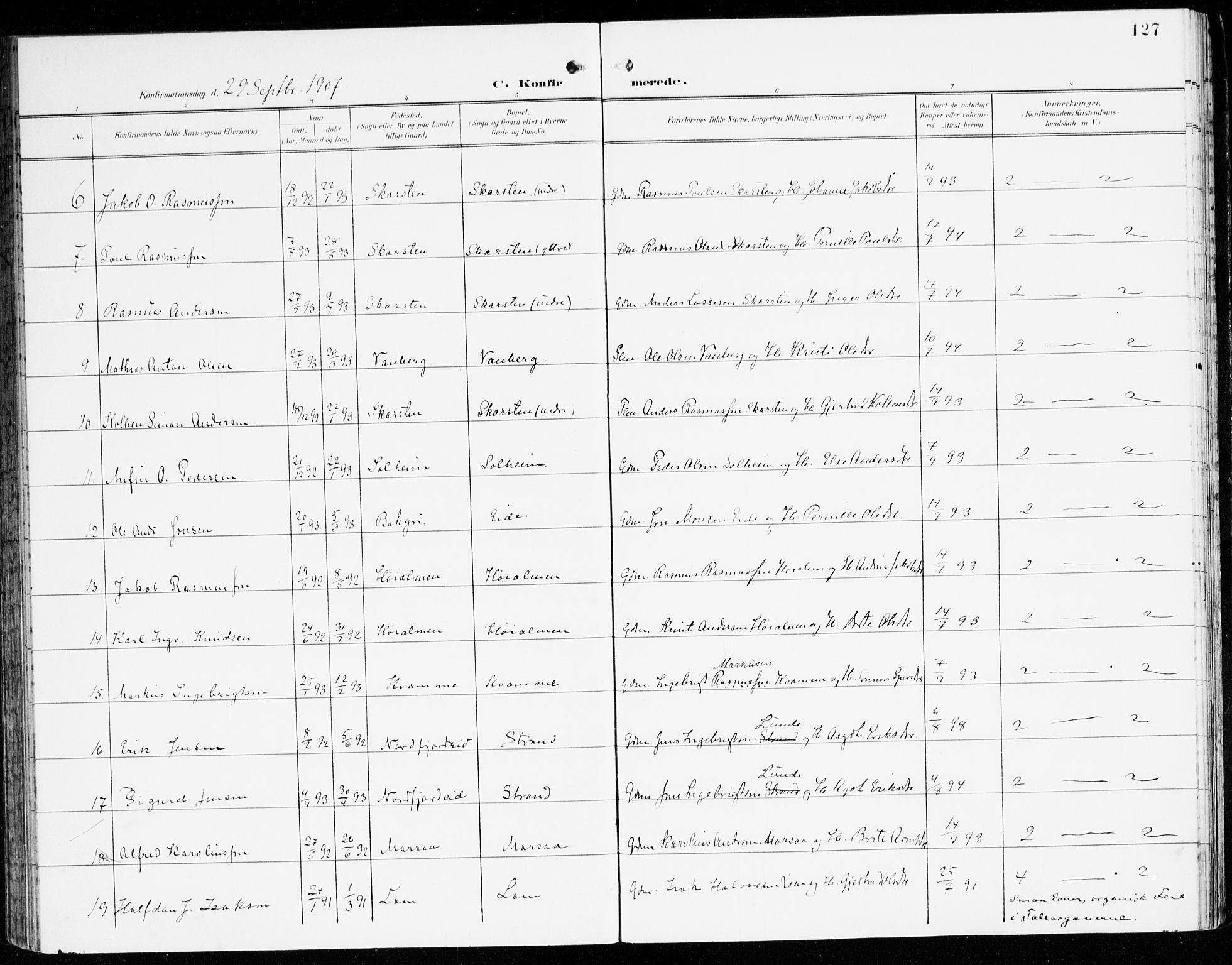 Innvik sokneprestembete, AV/SAB-A-80501: Parish register (official) no. C 2, 1900-1920, p. 127