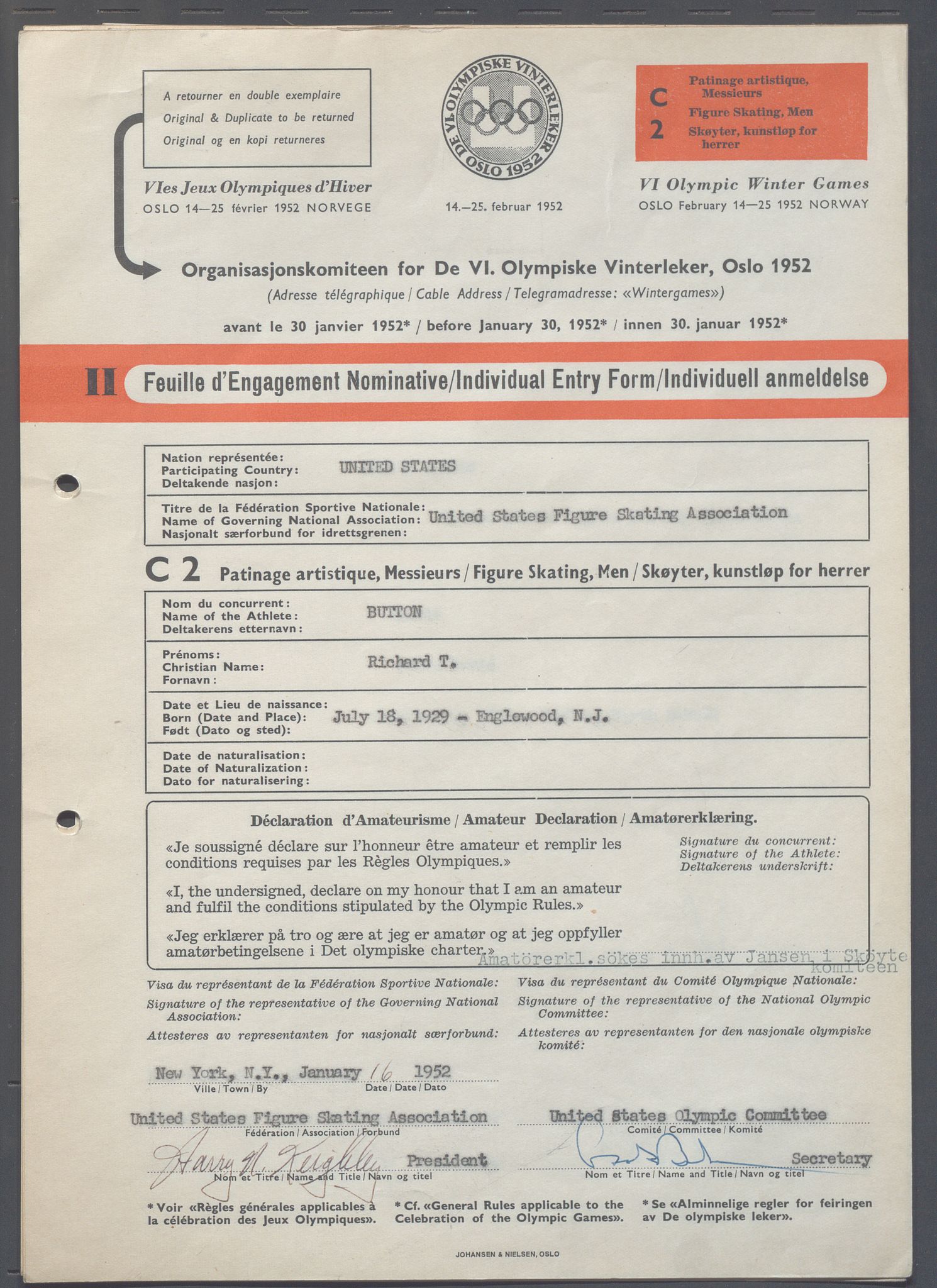 Organisasjonskomiteen for de VI. olympiske vinterleker, OBA/A-20130/H/Ha, 1951-1952, p. 1318