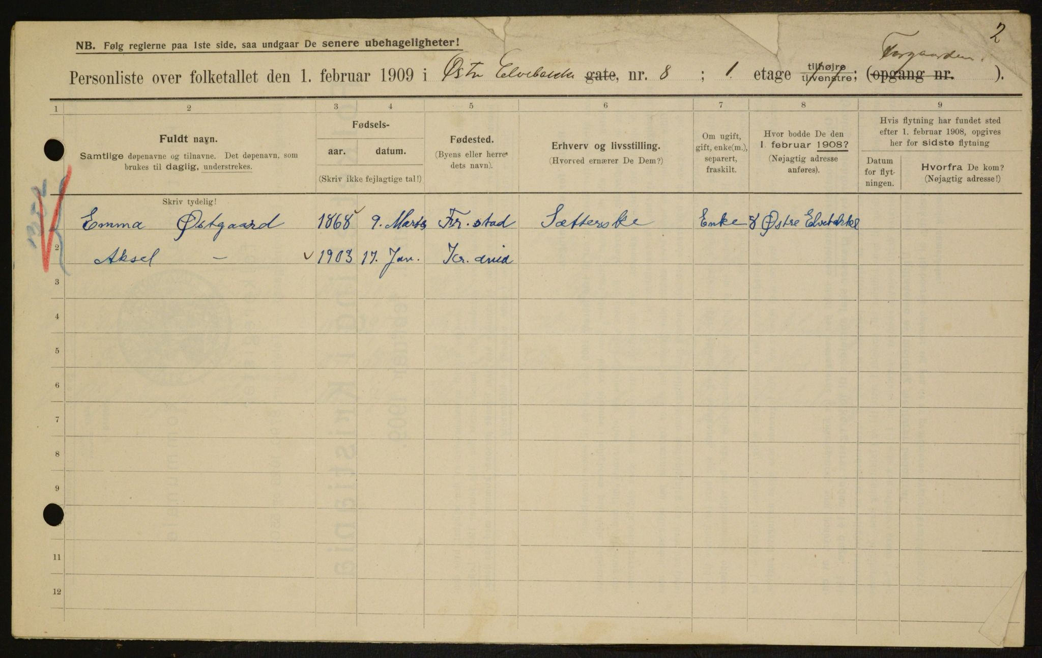 OBA, Municipal Census 1909 for Kristiania, 1909, p. 117488