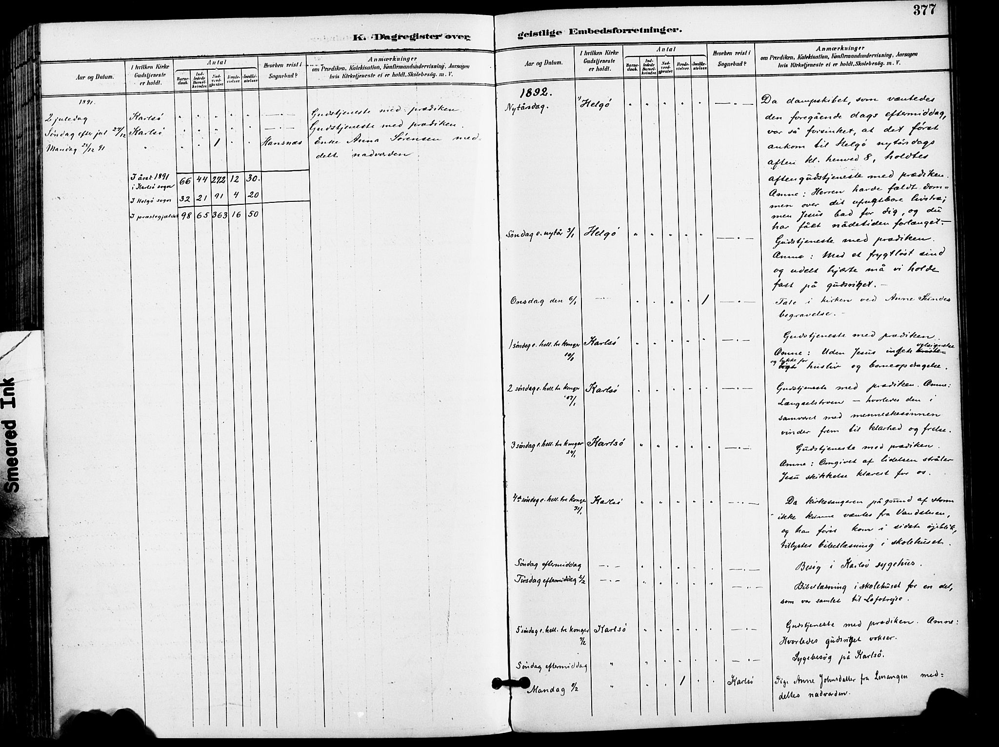 Karlsøy sokneprestembete, AV/SATØ-S-1299/H/Ha/Haa/L0007kirke: Parish register (official) no. 7, 1891-1902, p. 377