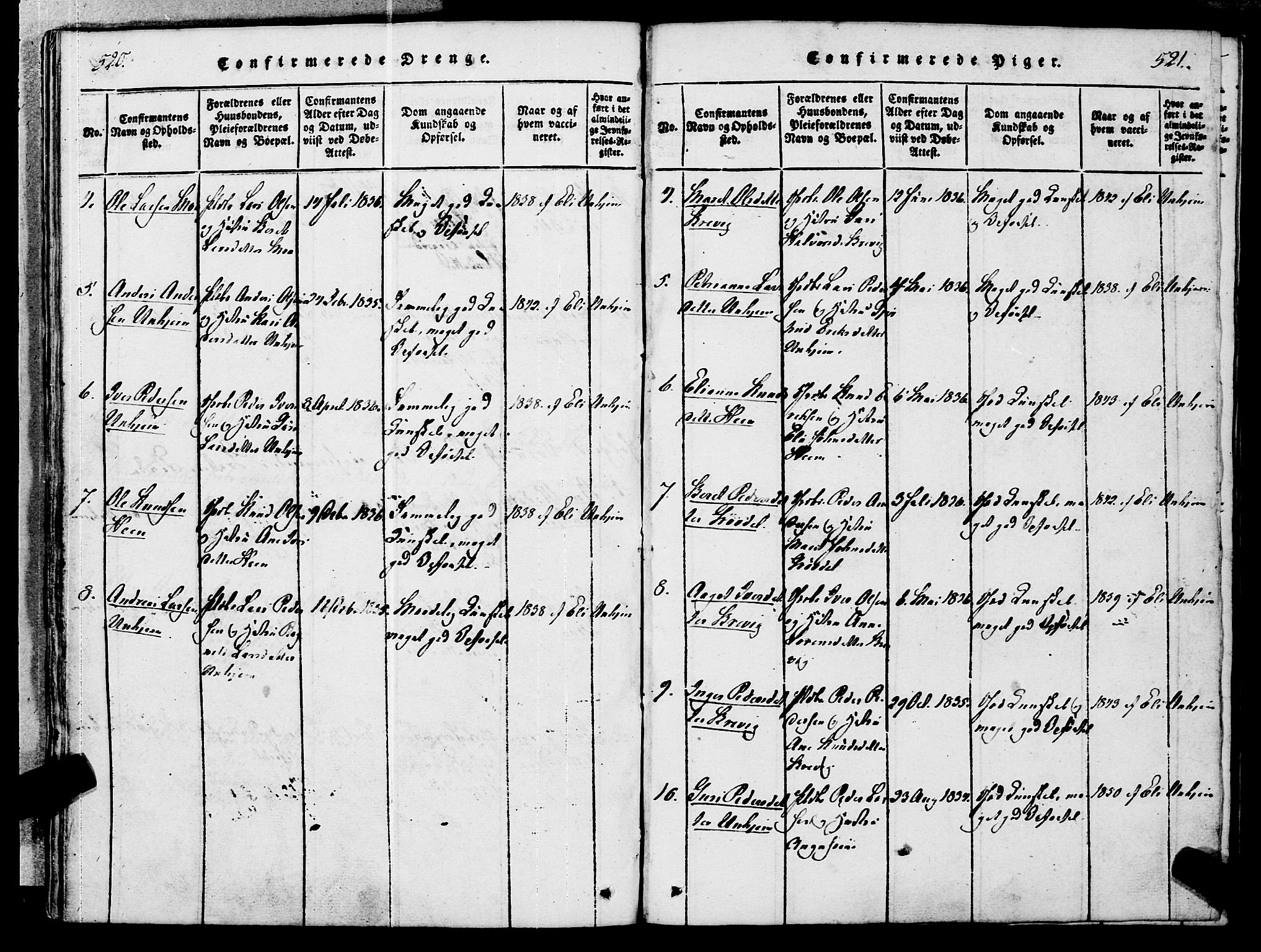 Ministerialprotokoller, klokkerbøker og fødselsregistre - Møre og Romsdal, SAT/A-1454/545/L0585: Parish register (official) no. 545A01, 1818-1853, p. 520-521
